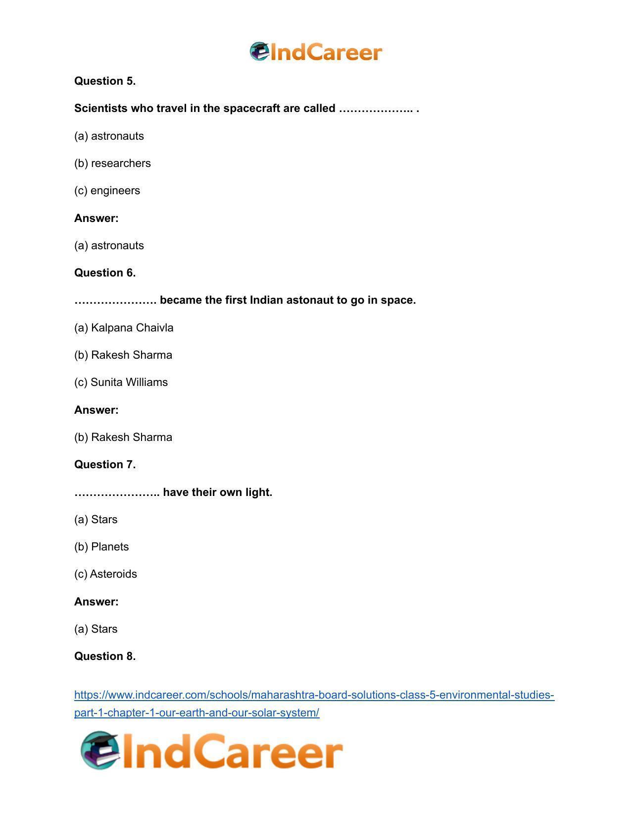 Maharashtra Board Solutions Class 5-Environmental Studies (Part 1): Chapter 1- Our Earth and Our Solar System - Page 8