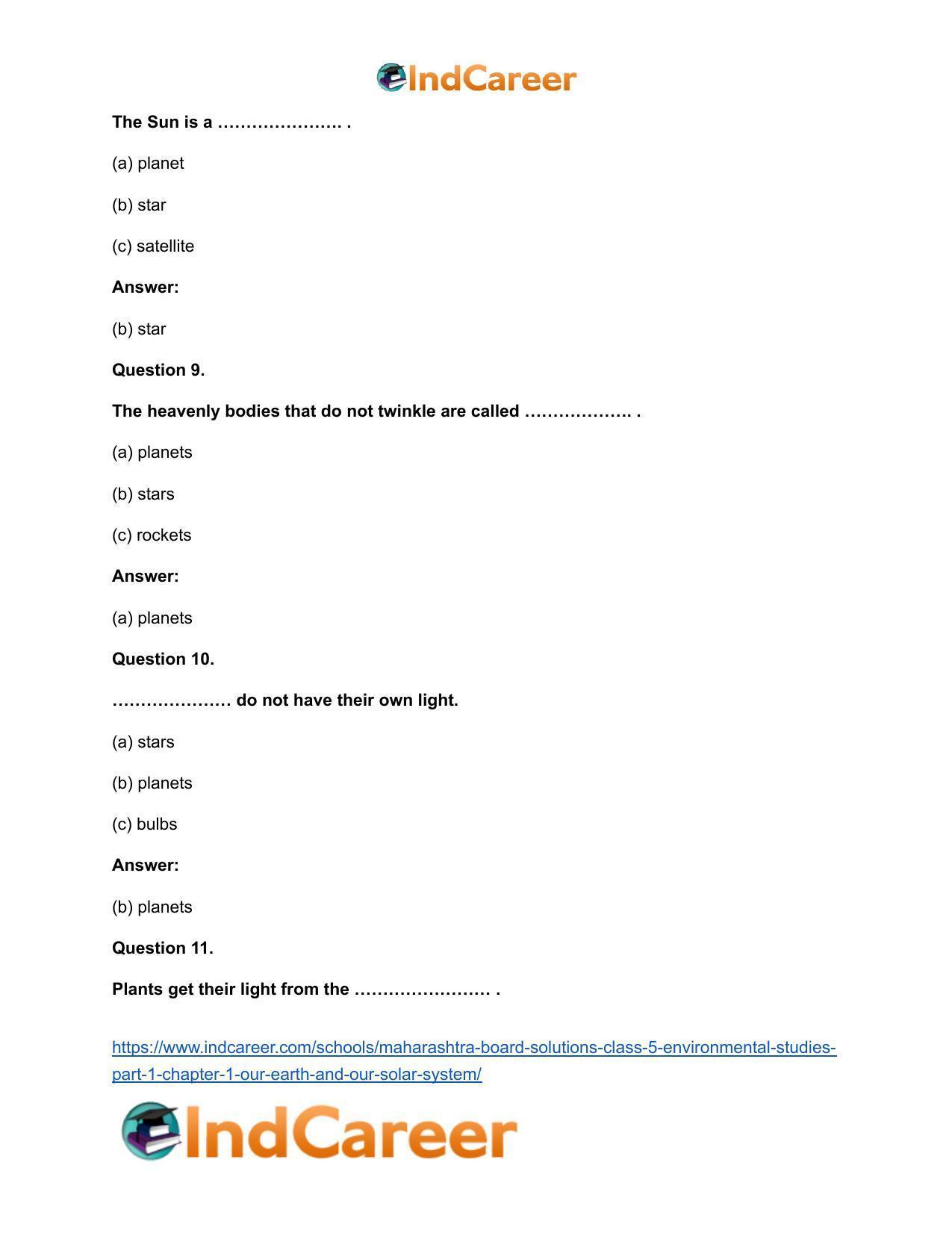 Maharashtra Board Solutions Class 5-Environmental Studies (Part 1): Chapter 1- Our Earth and Our Solar System - Page 9