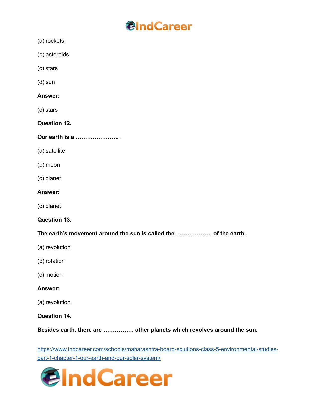 Maharashtra Board Solutions Class 5-Environmental Studies (Part 1): Chapter 1- Our Earth and Our Solar System - Page 10
