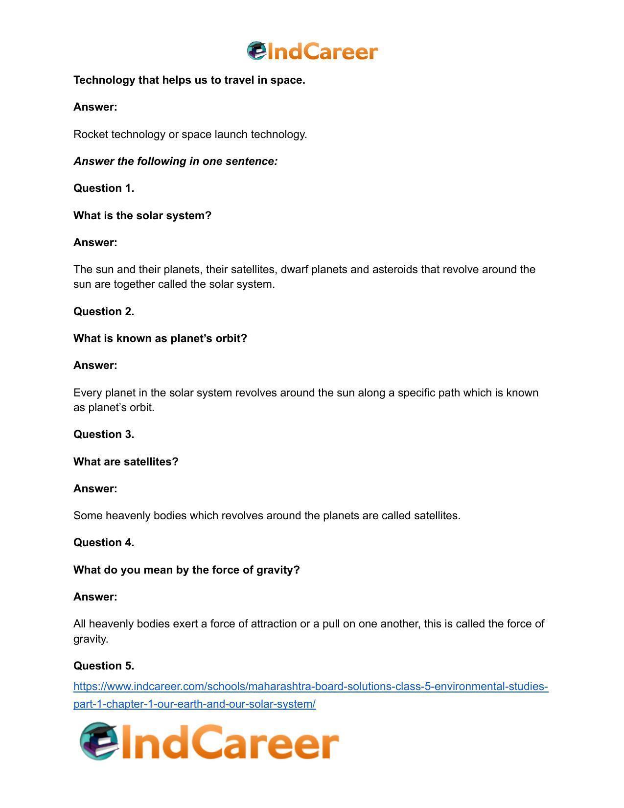 Maharashtra Board Solutions Class 5-Environmental Studies (Part 1): Chapter 1- Our Earth and Our Solar System - Page 17