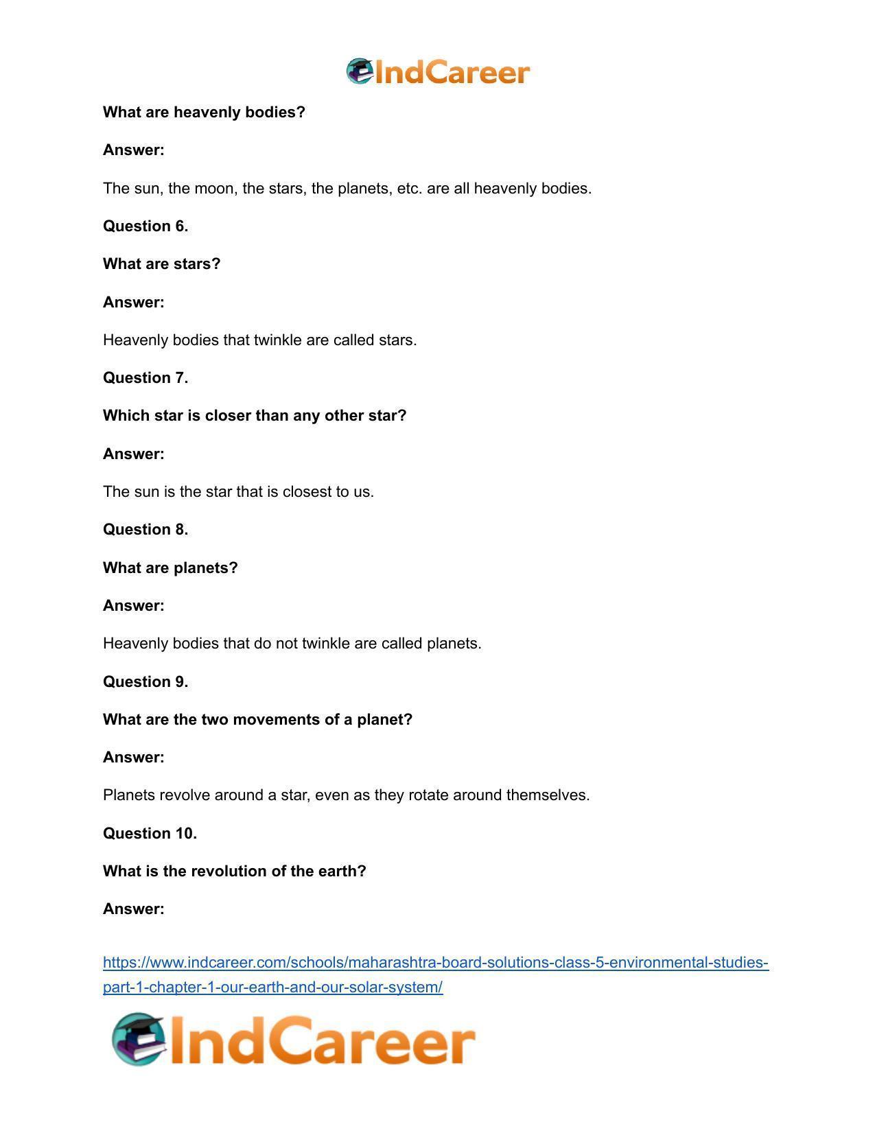 Maharashtra Board Solutions Class 5-Environmental Studies (Part 1): Chapter 1- Our Earth and Our Solar System - Page 18