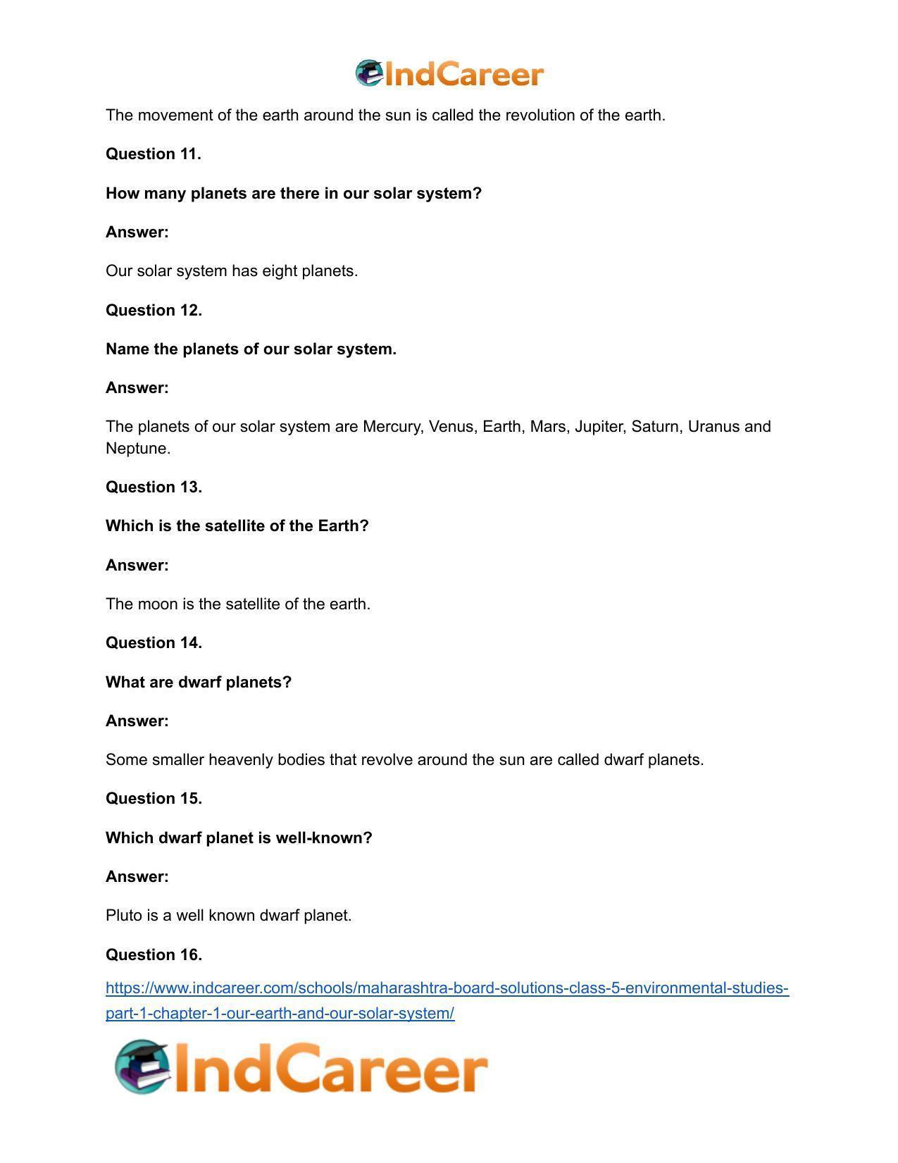 Maharashtra Board Solutions Class 5-Environmental Studies (Part 1): Chapter 1- Our Earth and Our Solar System - Page 19