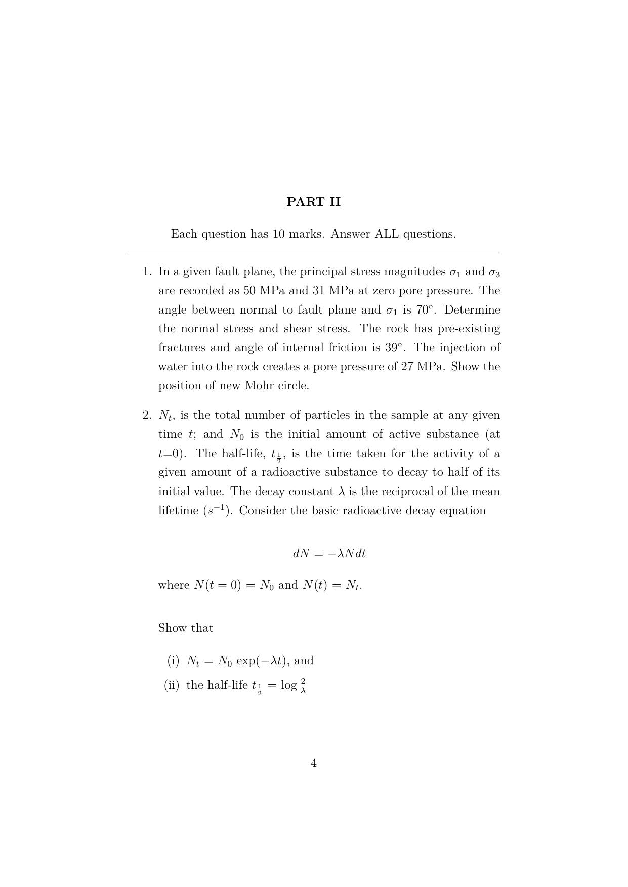 ISI Admission Test JRF in Geology (GEA)  2024 Sample Paper - Page 4
