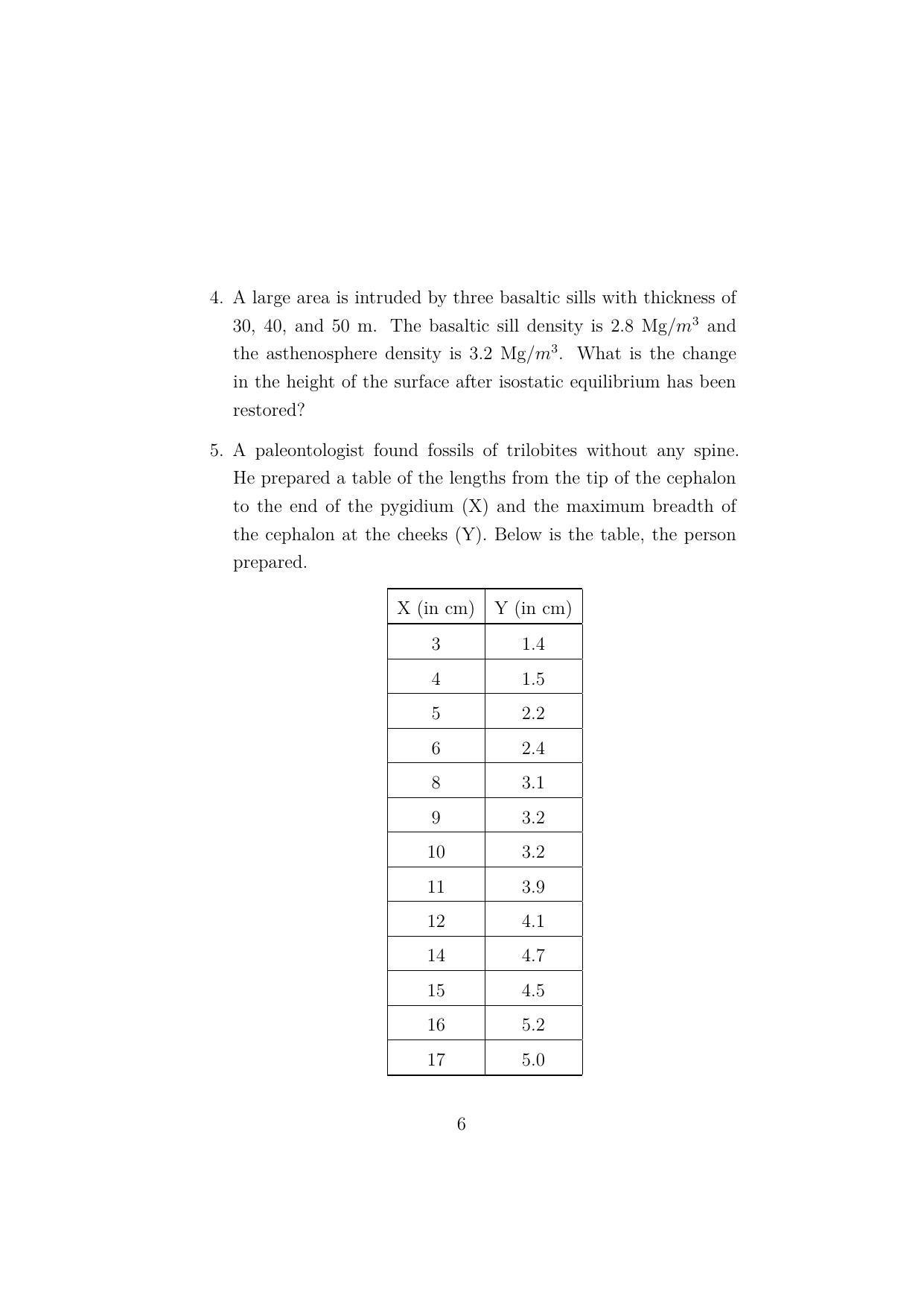 ISI Admission Test JRF in Geology (GEA)  2024 Sample Paper - Page 6