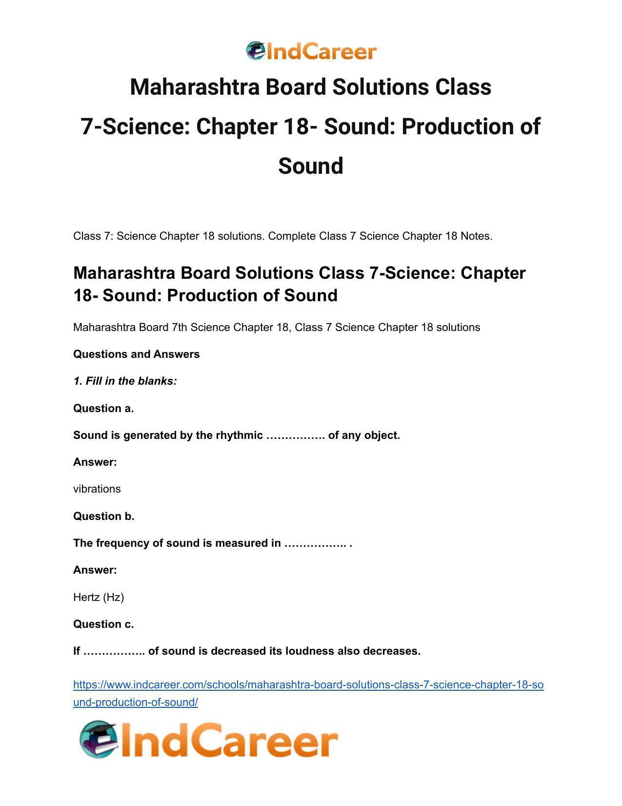 Maharashtra Board Solutions Class 7-Science: Chapter 18- Sound: Production of Sound - Page 2