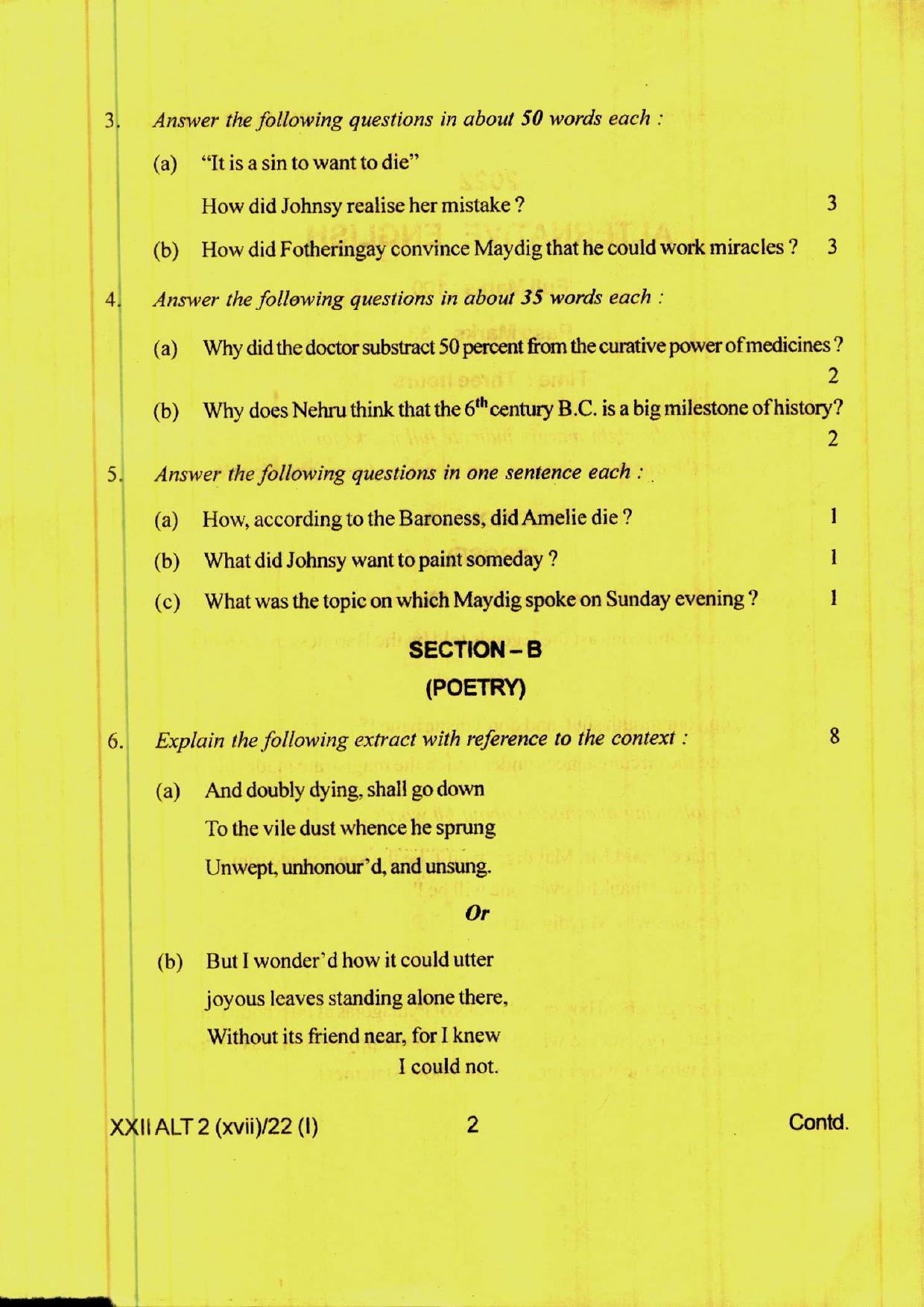 COHSEM 12th Question Papers Improvement 2022 Alternative English - Page 2
