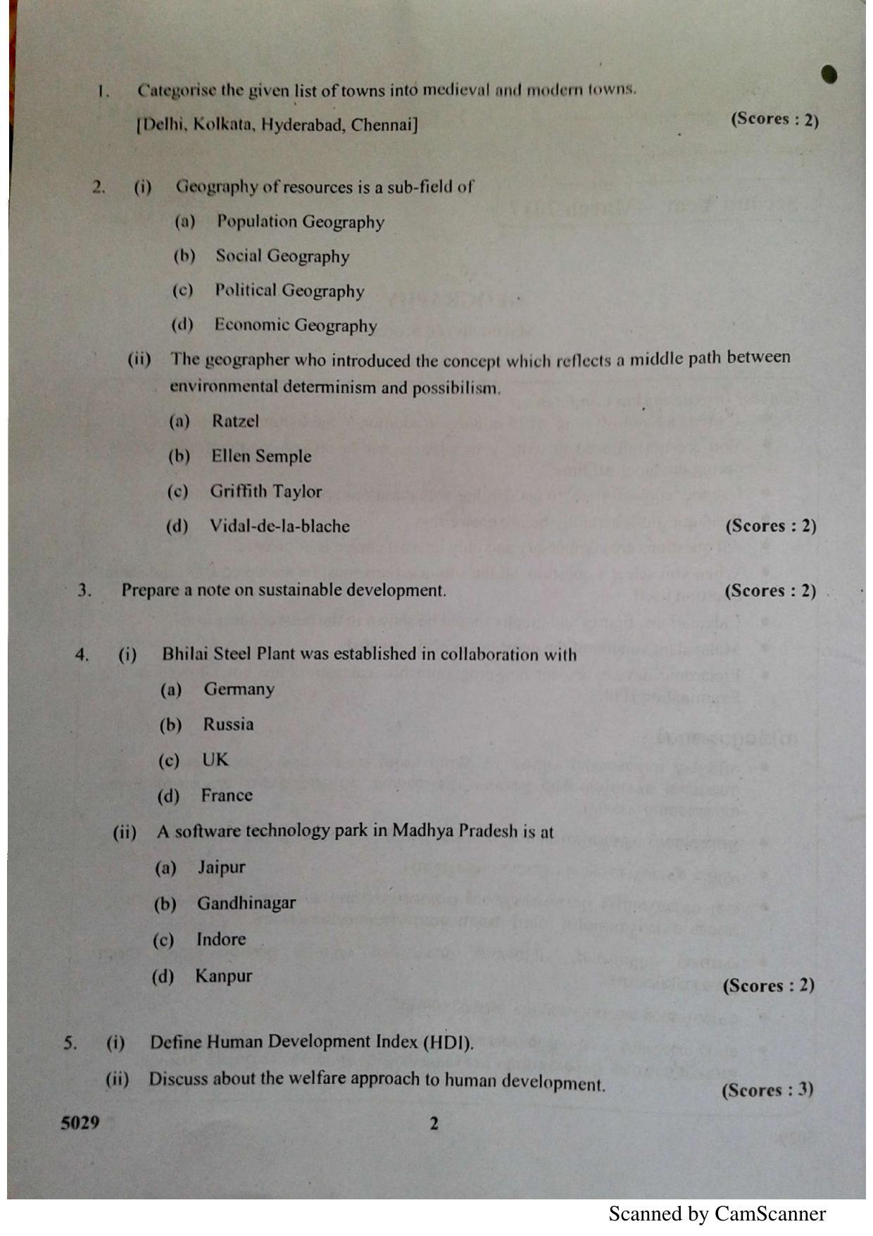 Kerala Plus Two 2017 Geography Question Paper - Page 2