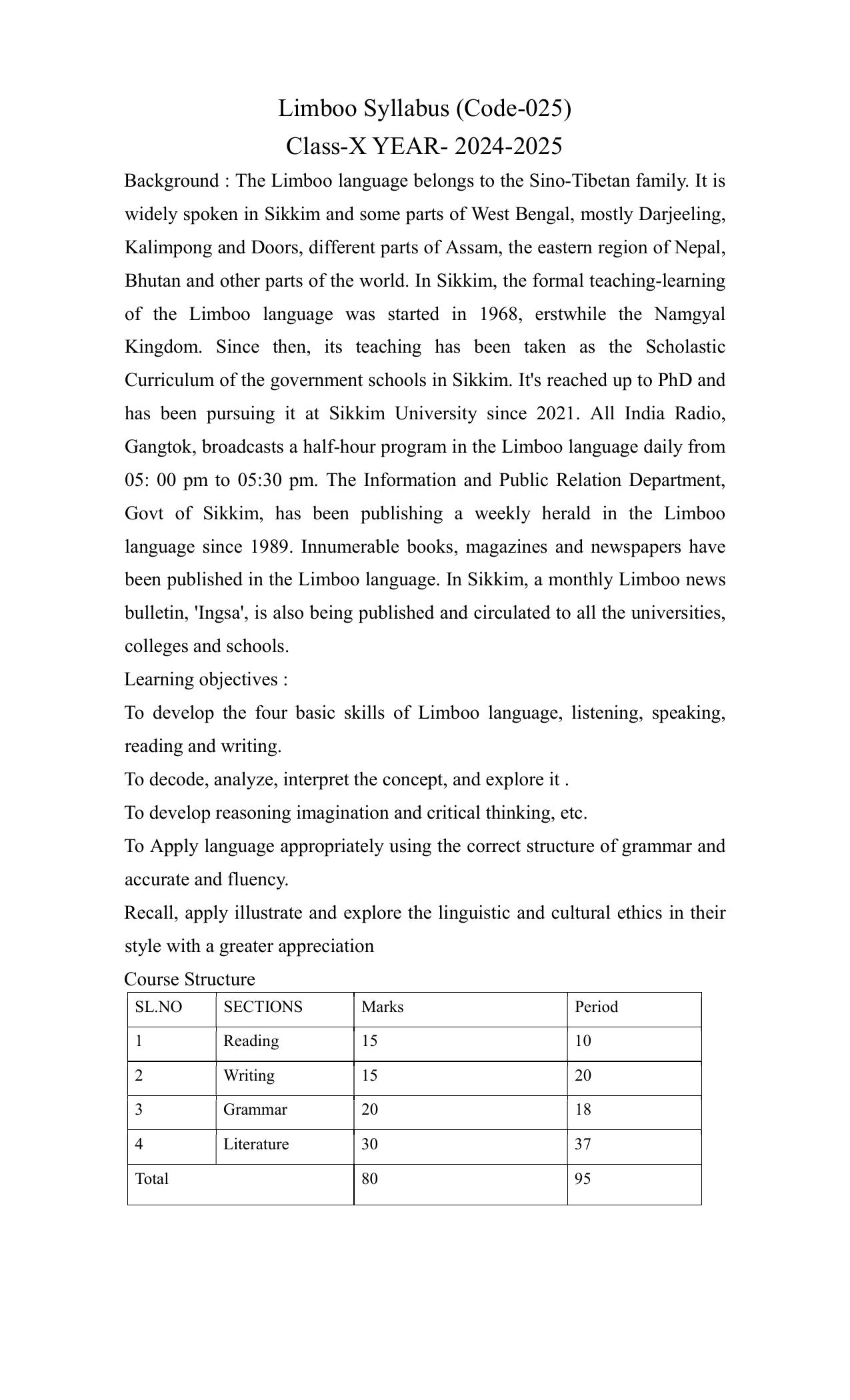 CBSE Class IX & X Limboo Syllabus - Page 4
