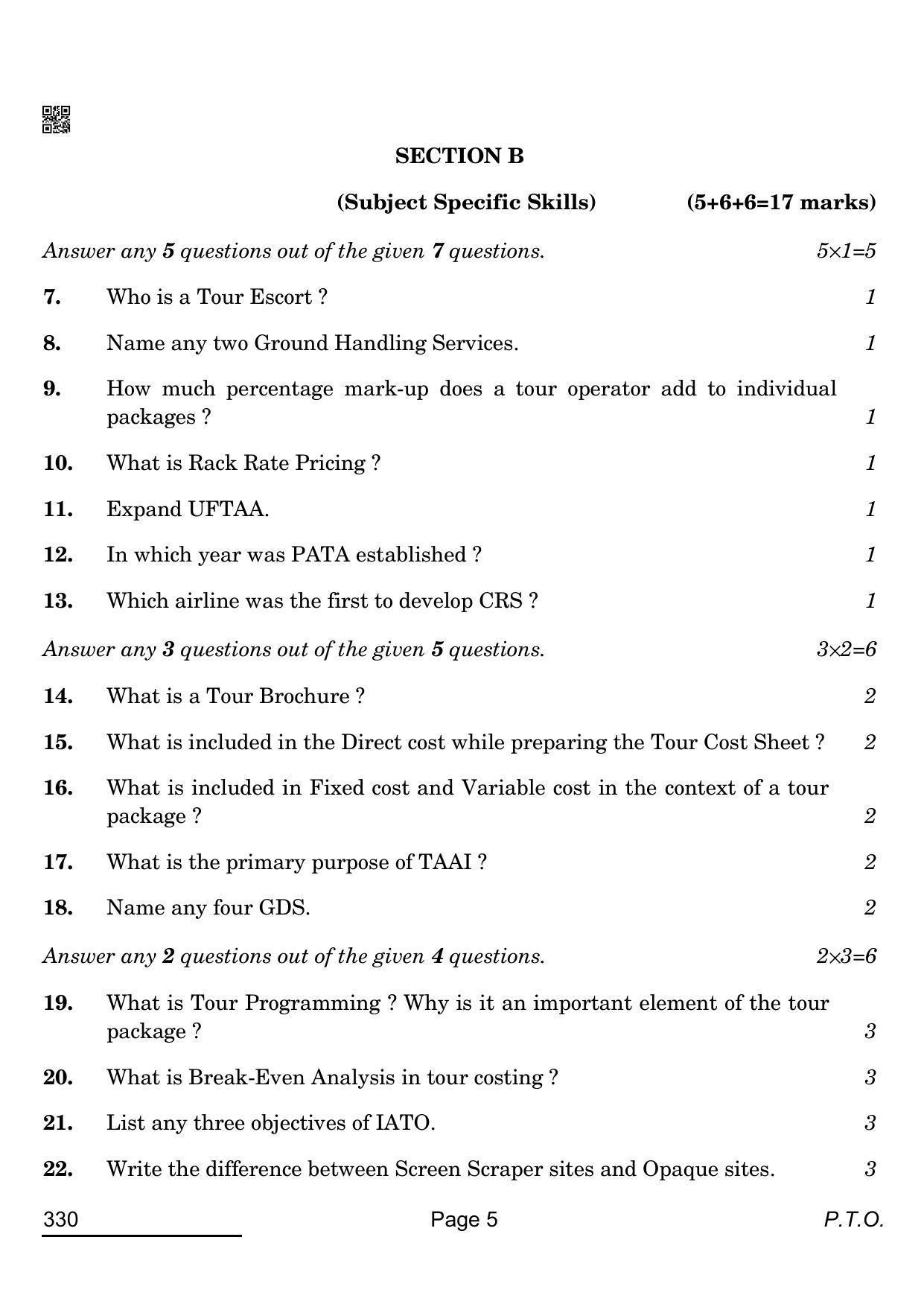 CBSE Class 12 330_Tourism 2022 Question Paper - Page 5