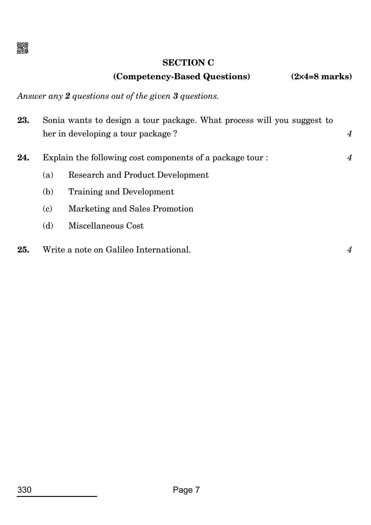 CBSE Class 12 330_Tourism 2022 Question Paper - Page 7