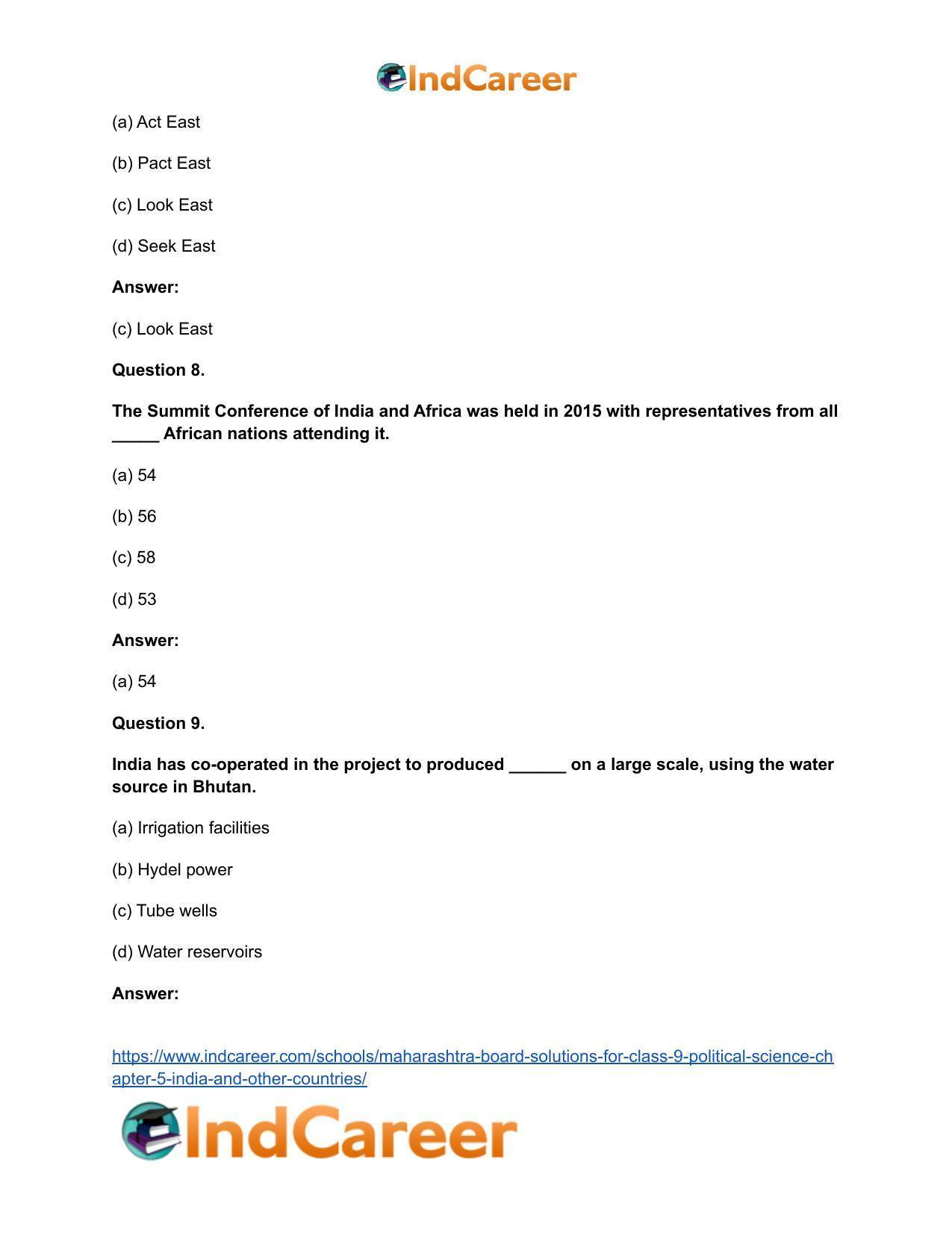 Maharashtra Board Solutions for Class 9- Political Science: Chapter 5- India and Other Countries - Page 14