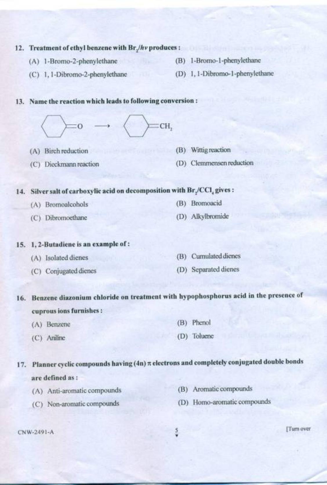 PU CET PG 2018 MSc (Chemistry) Question Paper - Page 4