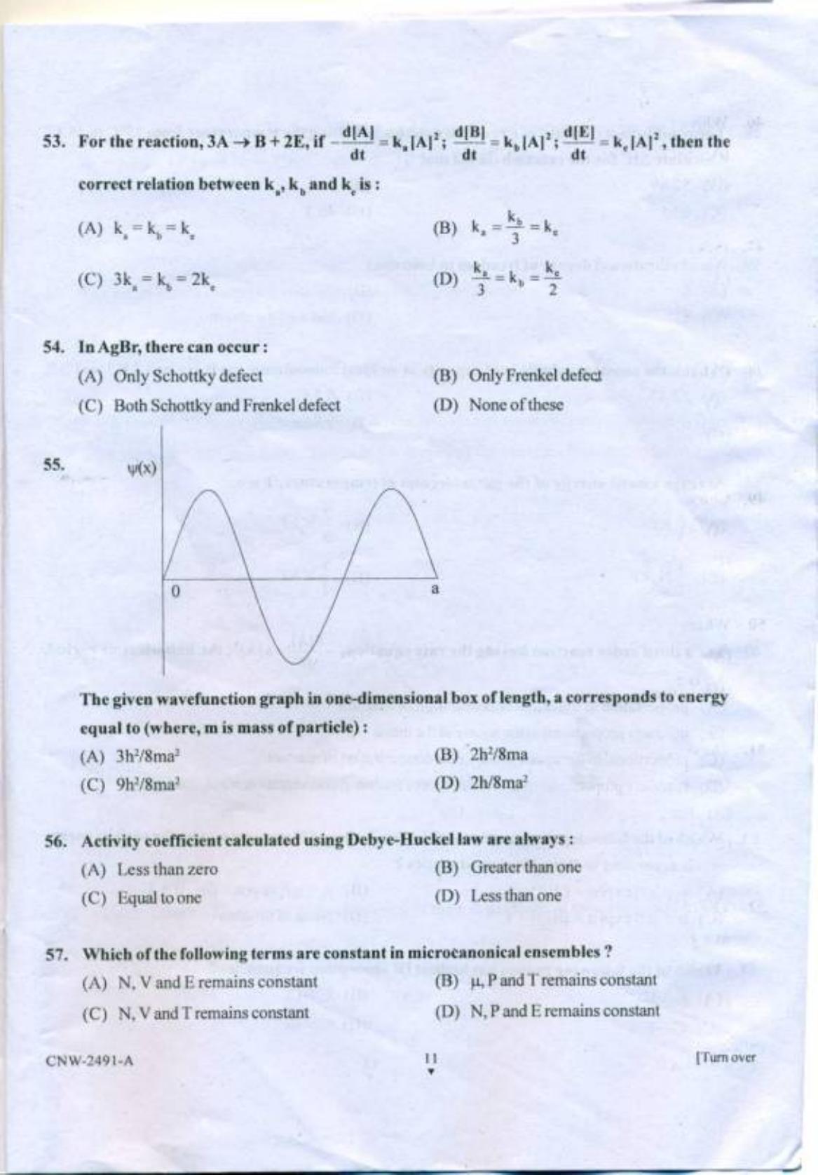 PU CET PG 2018 MSc (Chemistry) Question Paper - Page 10