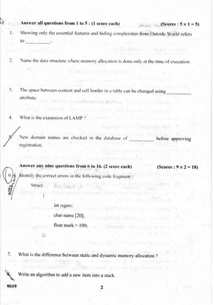 Kerala Plus Two 2018 Computer Science Question Paper - Page 2