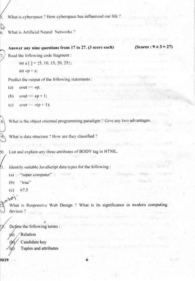 Kerala Plus Two 2018 Computer Science Question Paper - Page 6