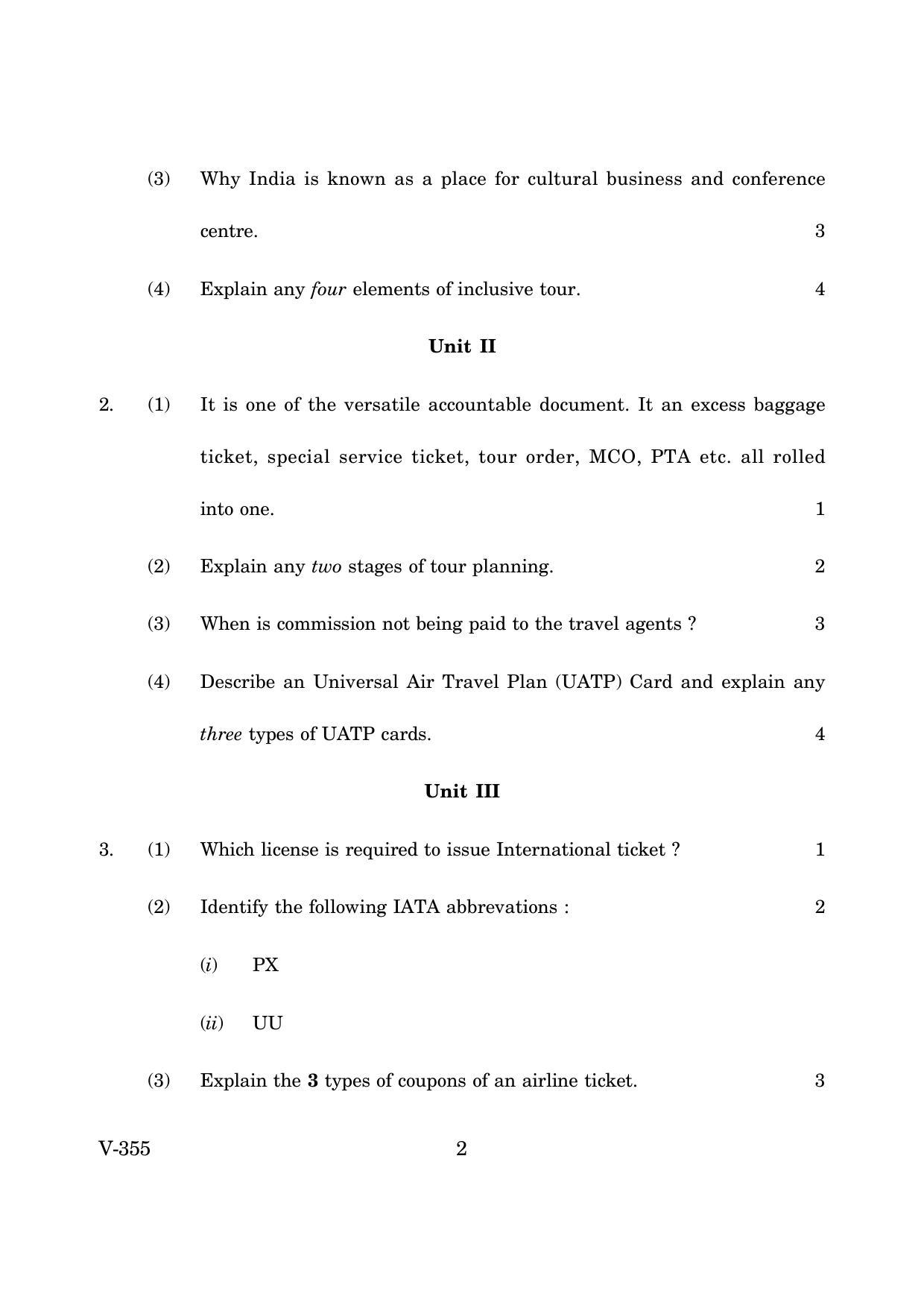 Goa Board Class 12 Travel Agency Operations & Ticketing March 2019 (March 2019) Question Paper - Page 2