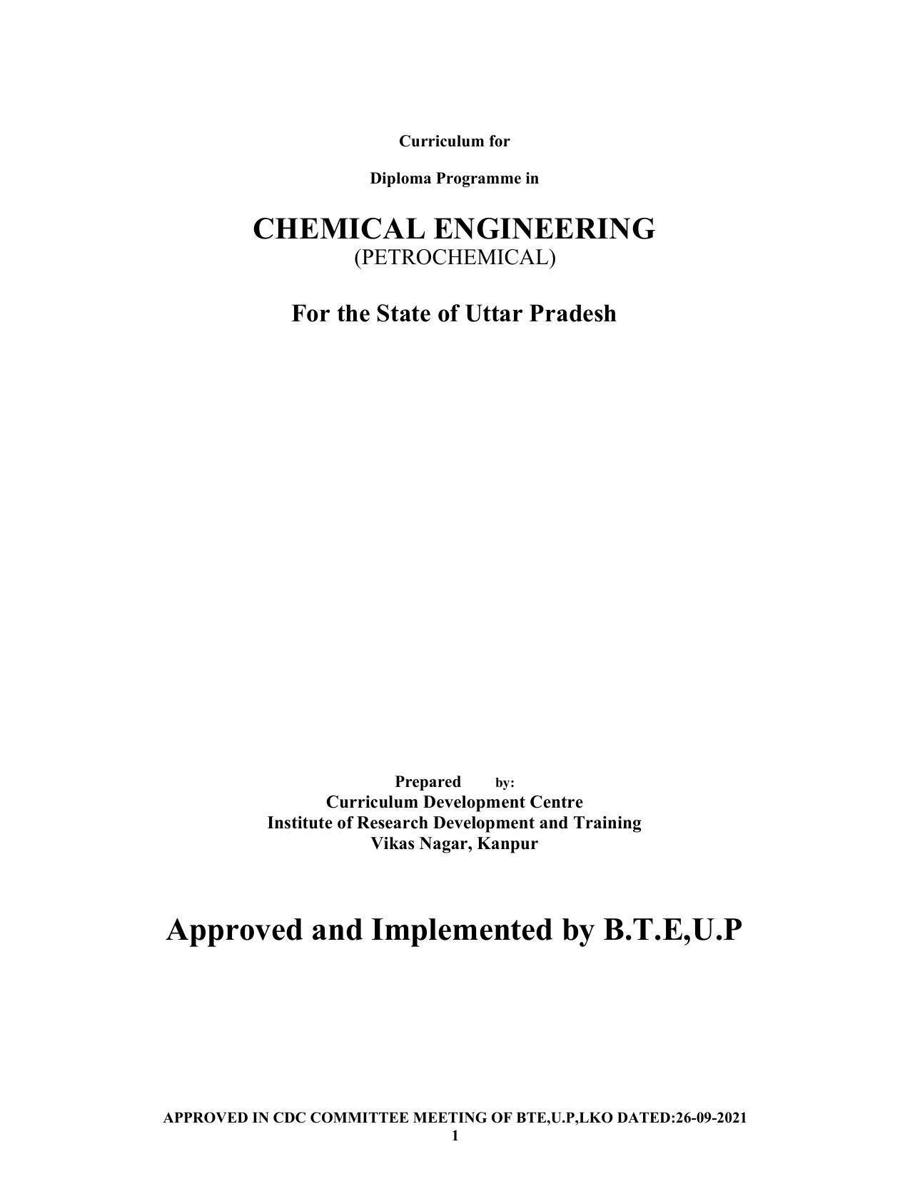 SYLLABUS FOR SEMESTER SYSTEM EFFECTIVE FROM (2021-2022) - CHEMICAL ENGINEERING (PETRO CHEMICAL) - Page 1