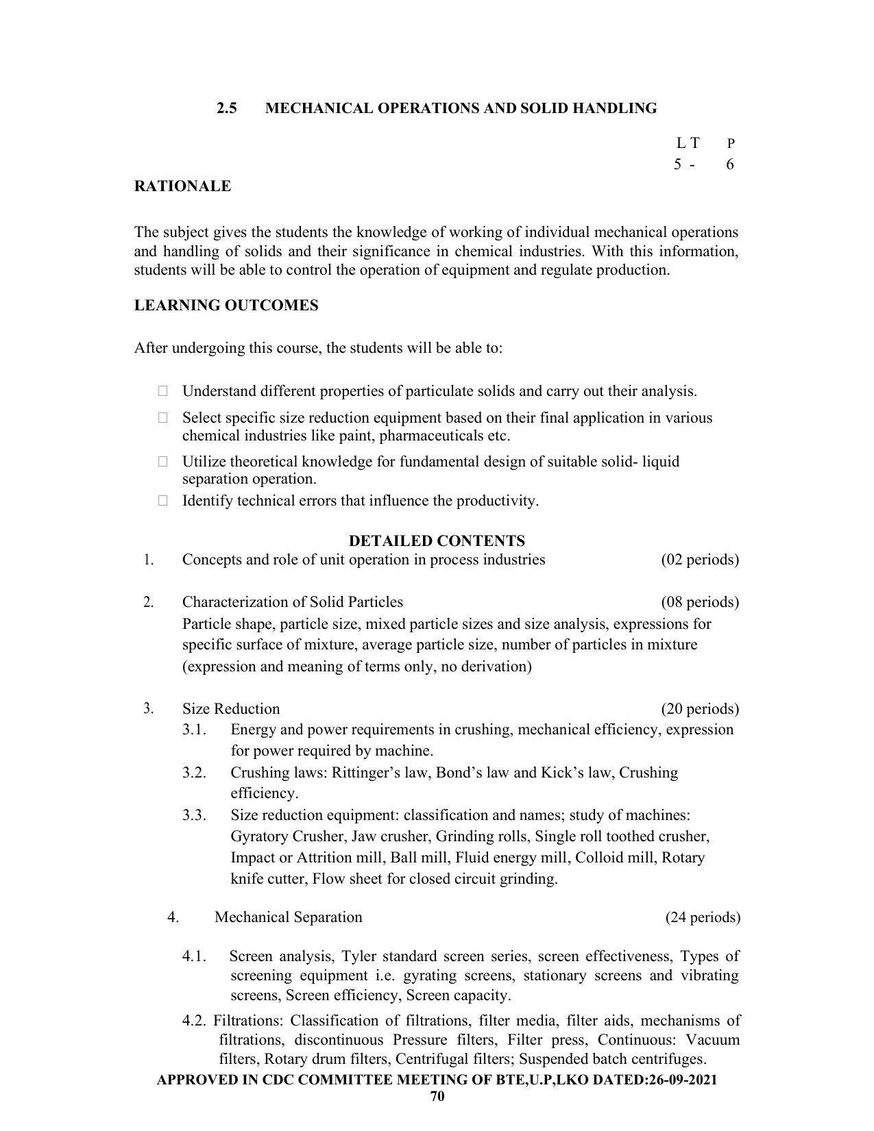SYLLABUS FOR SEMESTER SYSTEM EFFECTIVE FROM (2021-2022) - CHEMICAL ENGINEERING (PETRO CHEMICAL) - Page 70