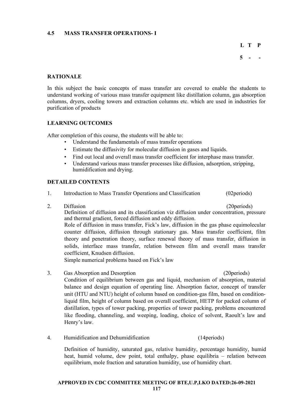 SYLLABUS FOR SEMESTER SYSTEM EFFECTIVE FROM (2021-2022) - CHEMICAL ENGINEERING (PETRO CHEMICAL) - Page 117