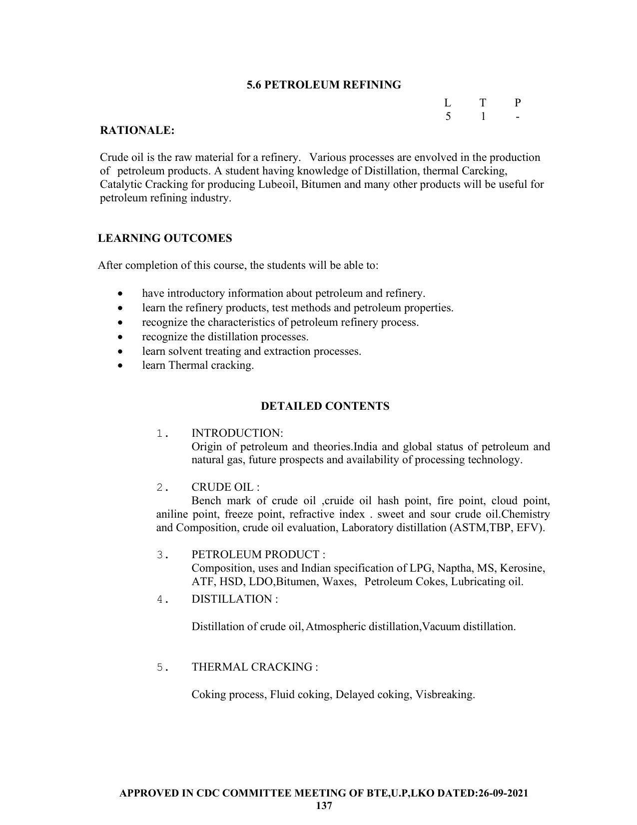 SYLLABUS FOR SEMESTER SYSTEM EFFECTIVE FROM (2021-2022) - CHEMICAL ENGINEERING (PETRO CHEMICAL) - Page 137