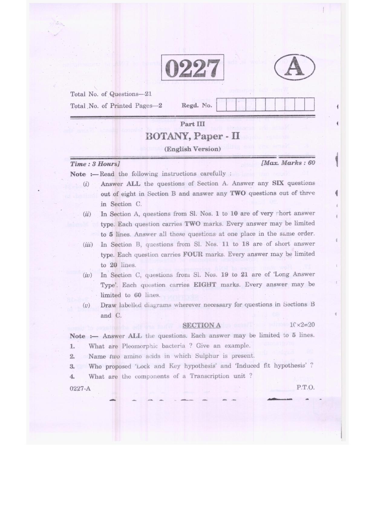 TS Inter 2nd Year Botany Model Paper 2023 (PDF) IndCareer Docs