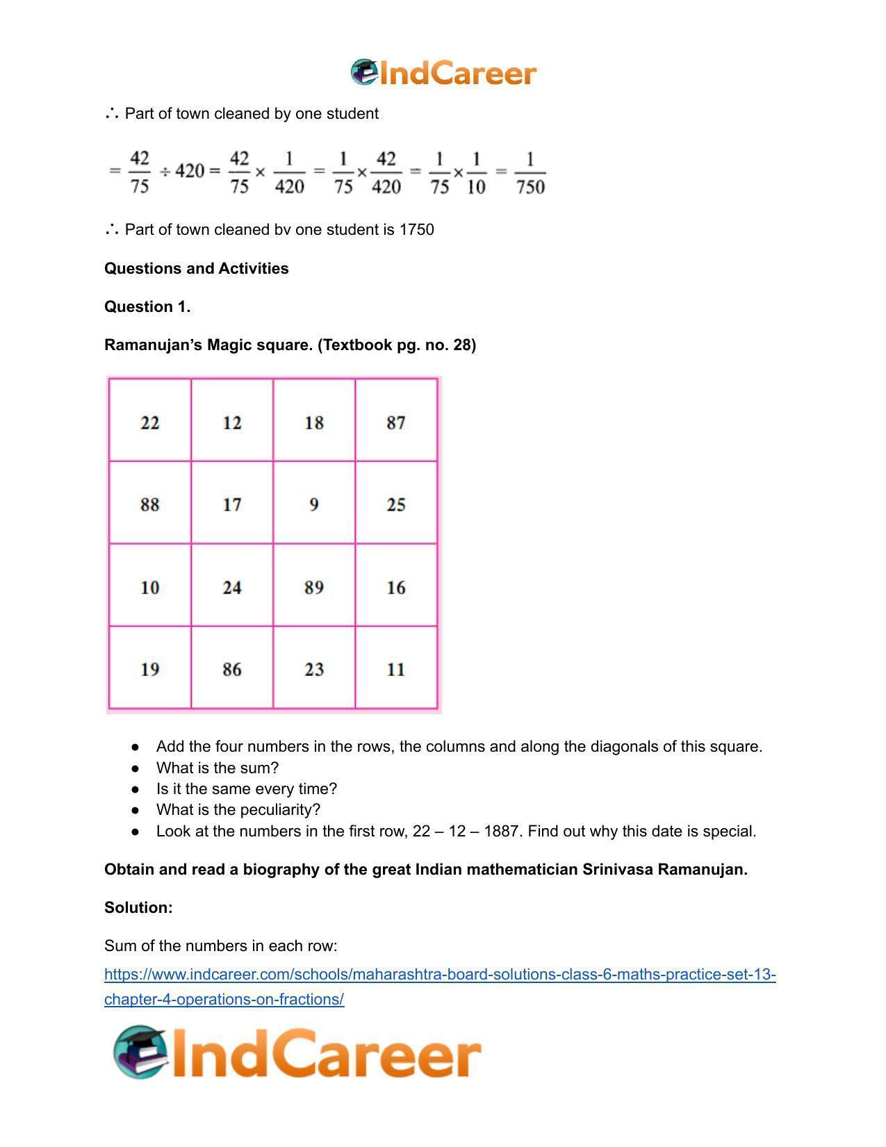 Maharashtra Board Solutions Class 6-Maths (Practice Set 13): Chapter 4- Operations on Fractions - Page 4
