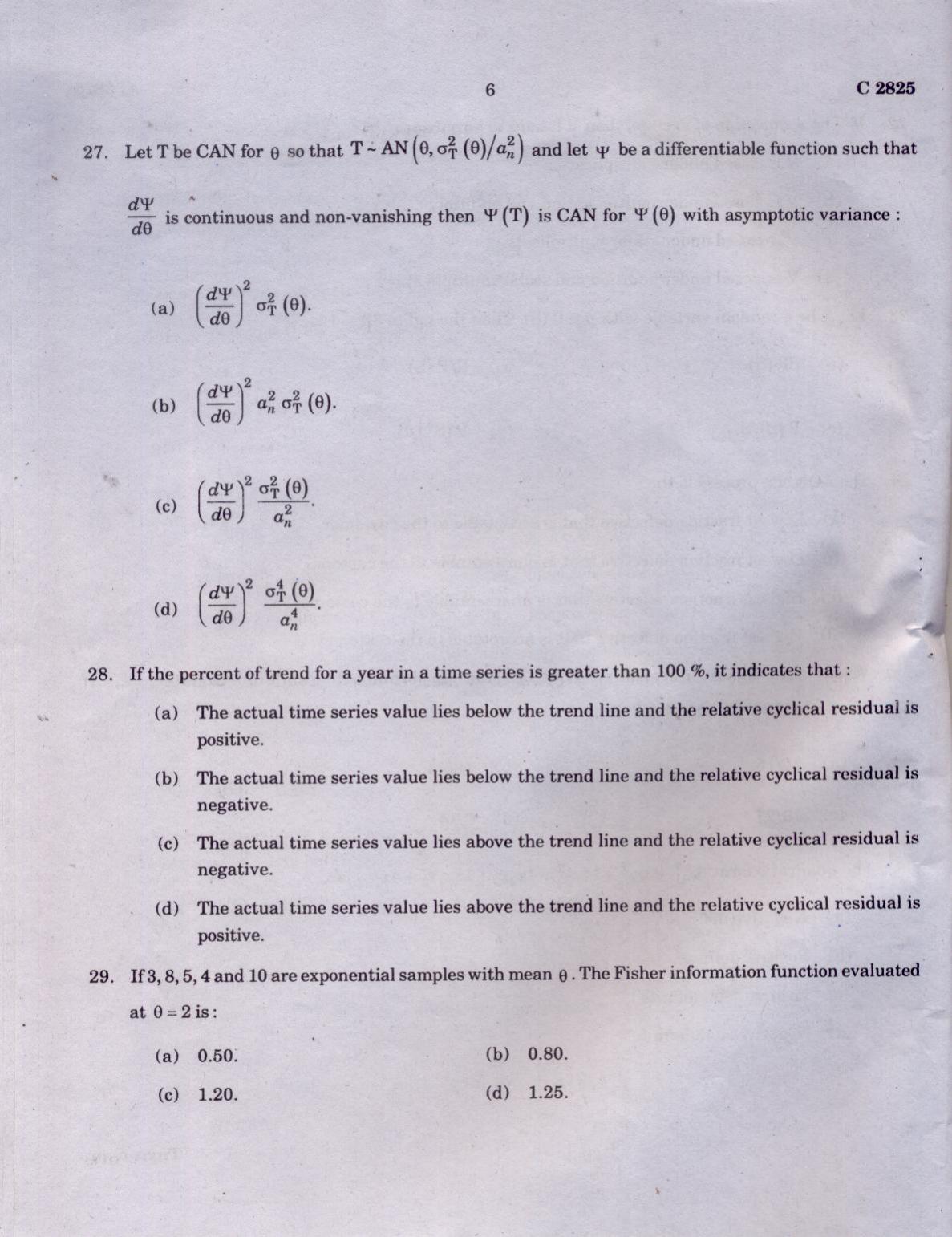 CUCAT 2022 Statistics Question Paper - Page 6