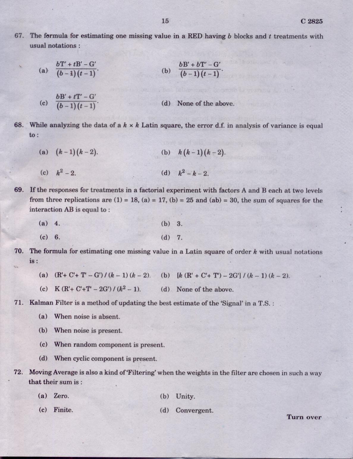 CUCAT 2022 Statistics Question Paper - Page 15