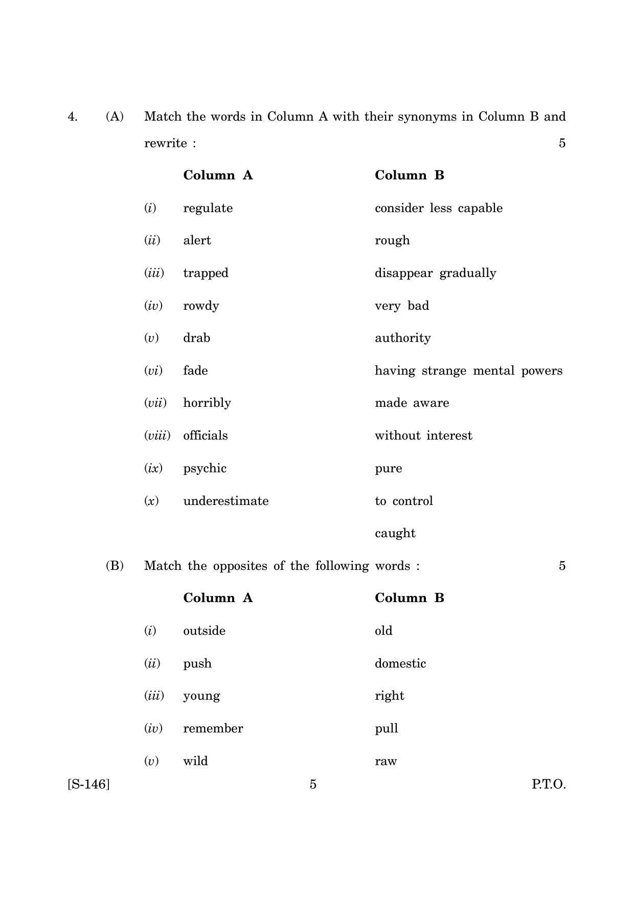 Goa Board Class 10 Functional English Tl (March 2019) Question Paper - Page 5
