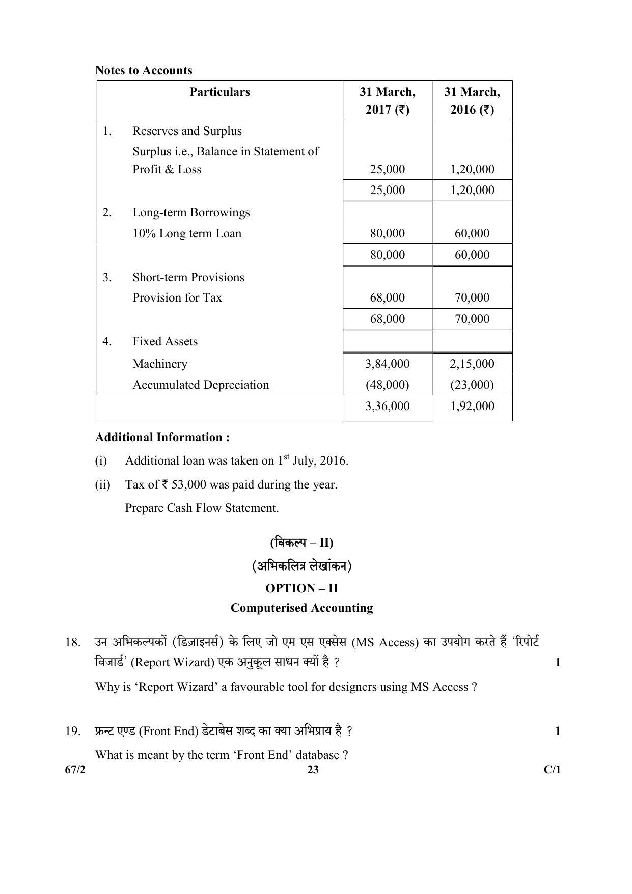 CBSE Class 12 67-2  (Accountancy) 2018 Compartment Question Paper - Page 23