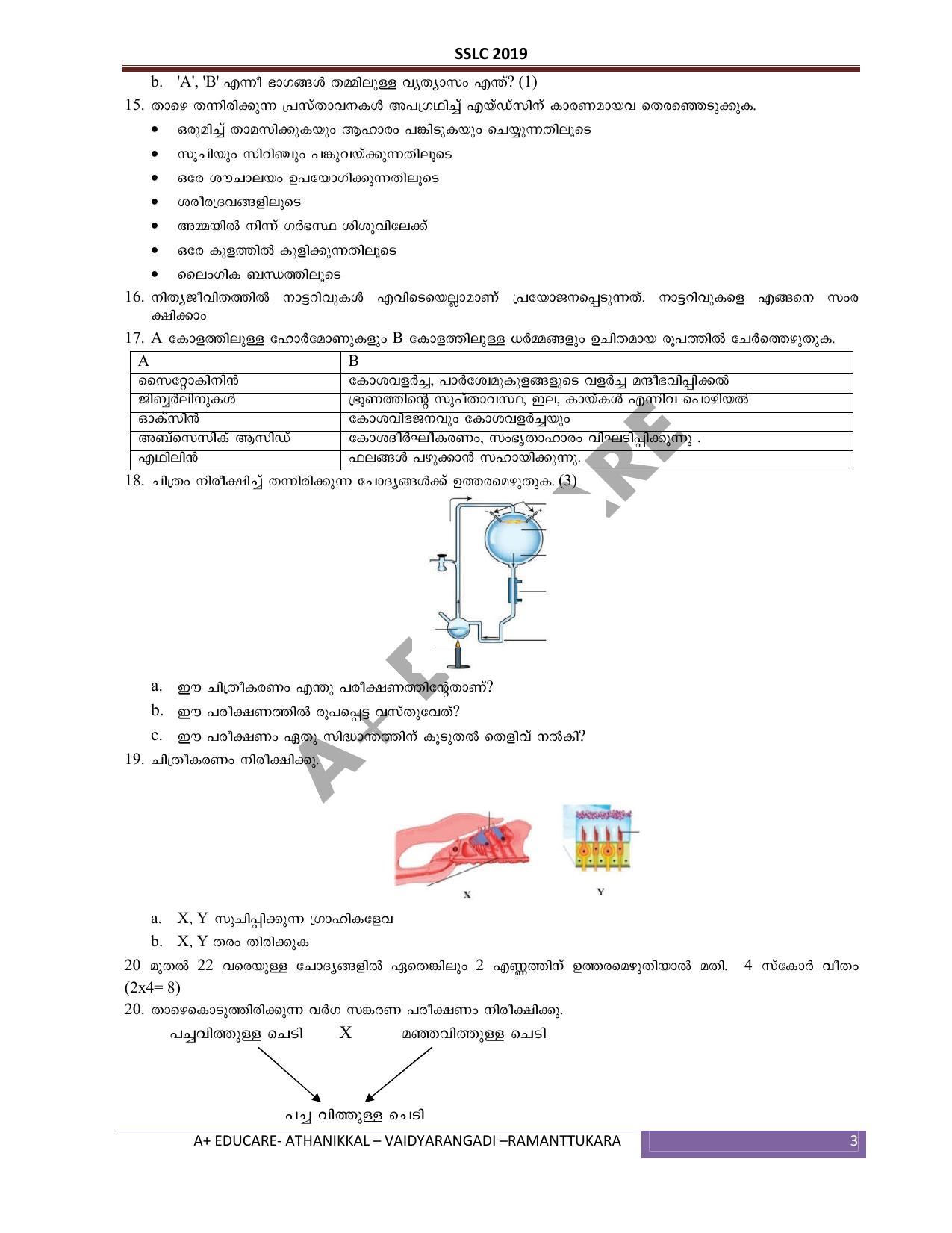 Kerala SSLC 2019 Biology Question Papers (MM) - Page 3