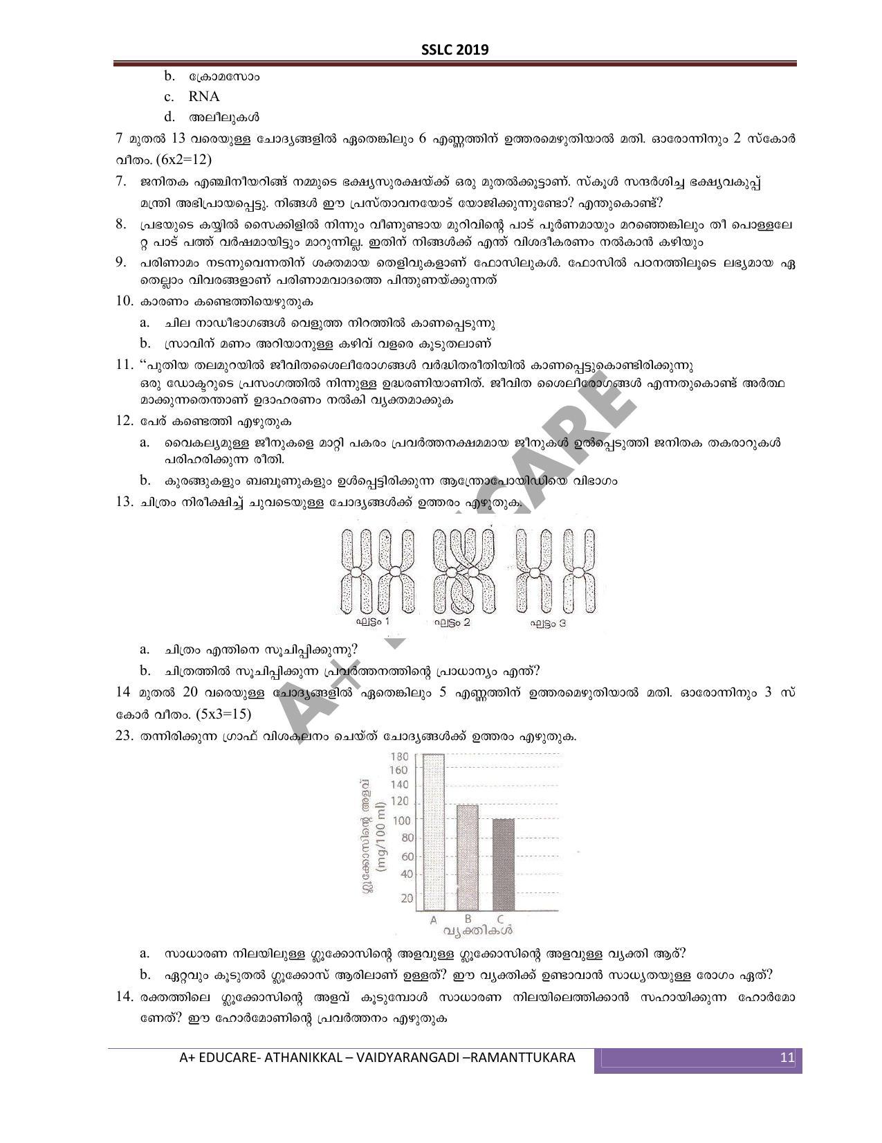 Kerala SSLC 2019 Biology Question Papers (MM) - Page 11