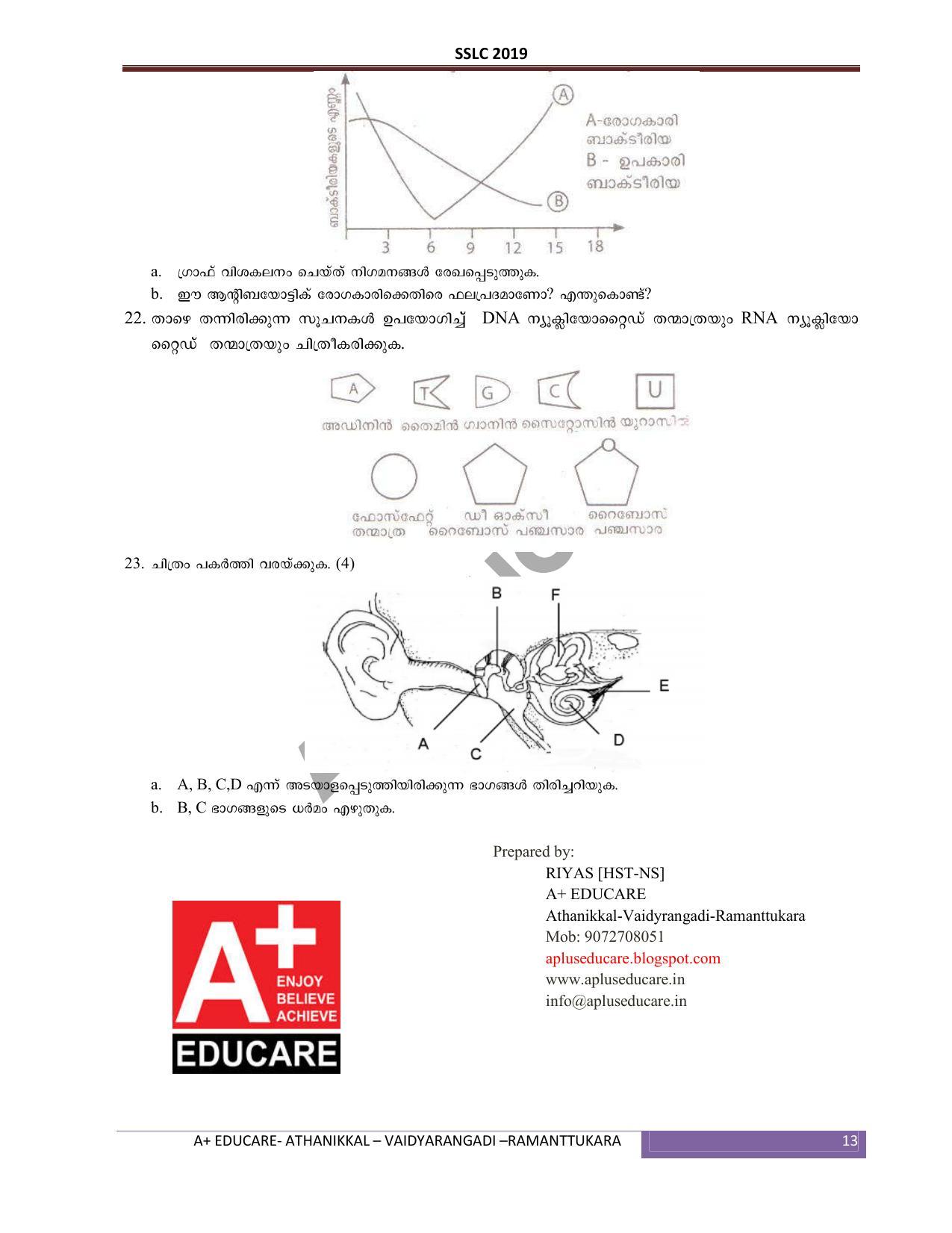 Kerala SSLC 2019 Biology Question Papers (MM) - Page 13