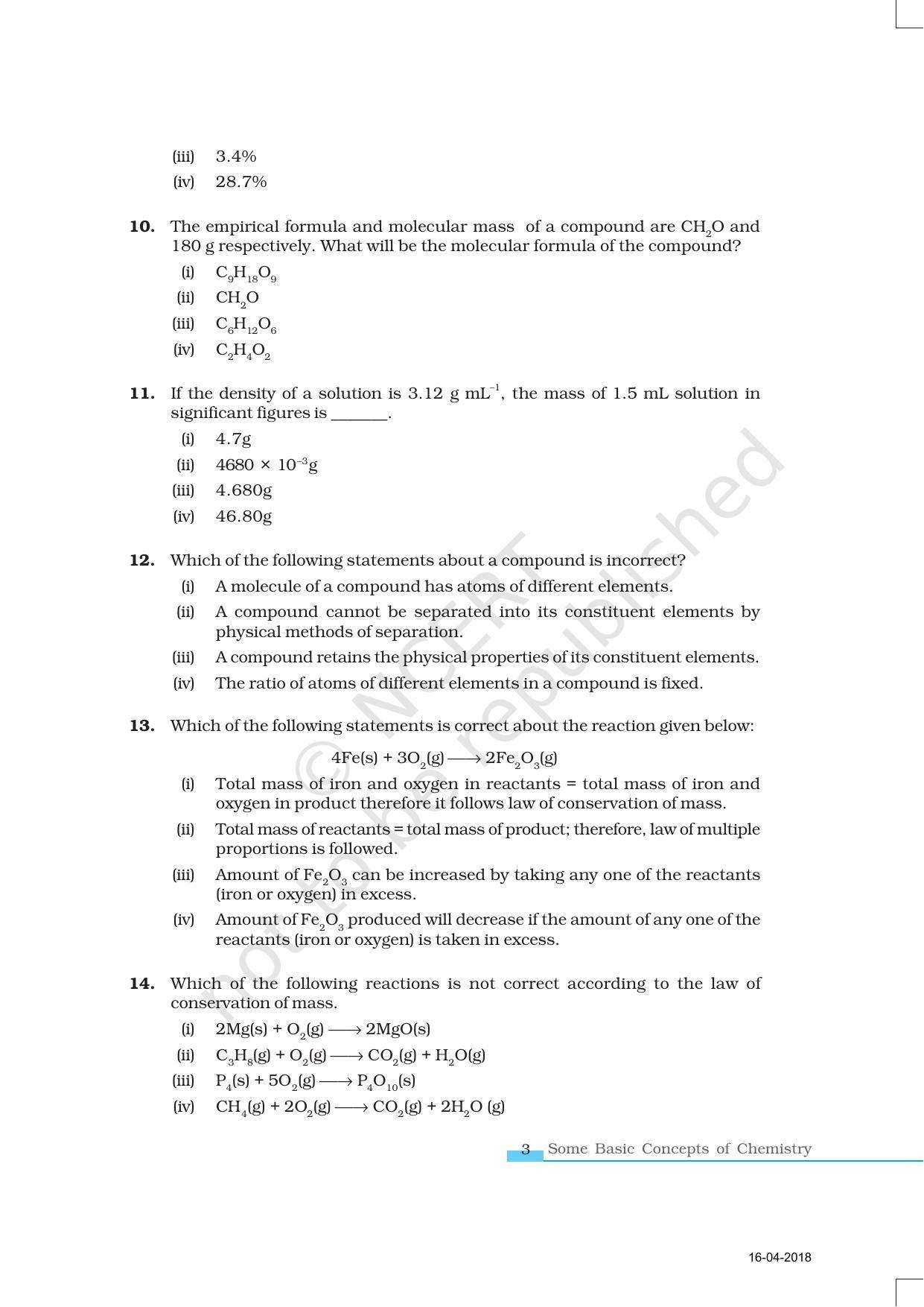 Ncert Exemplar Book For Class 11 Chemistry Chapter 1 Some Basic Ncert Exemplar Book For Class 11 Chemistry Chapter 1 Some Basic