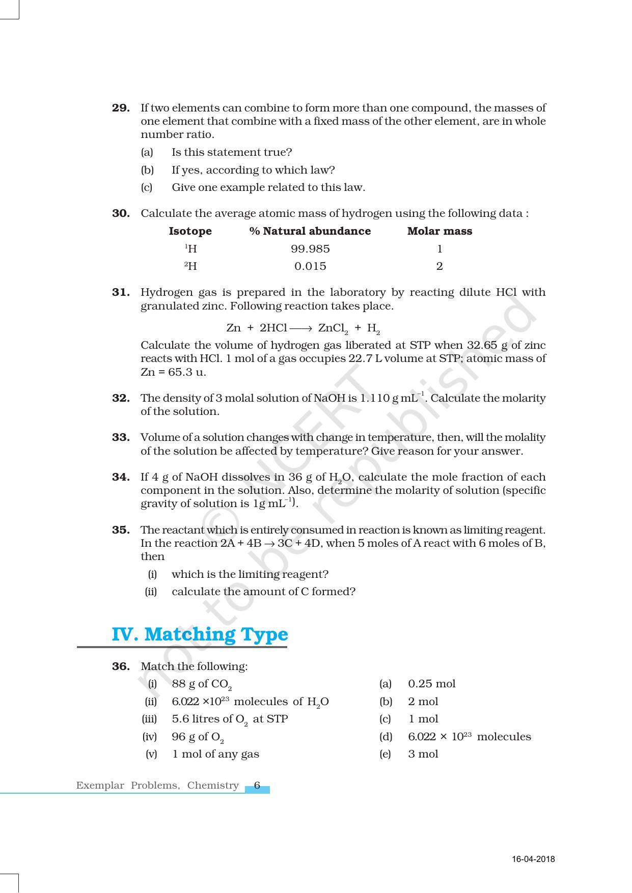 NCERT Exemplar Book for Class 11 Chemistry: Chapter 1 Some Basic Concepts of Chemistry - Page 6