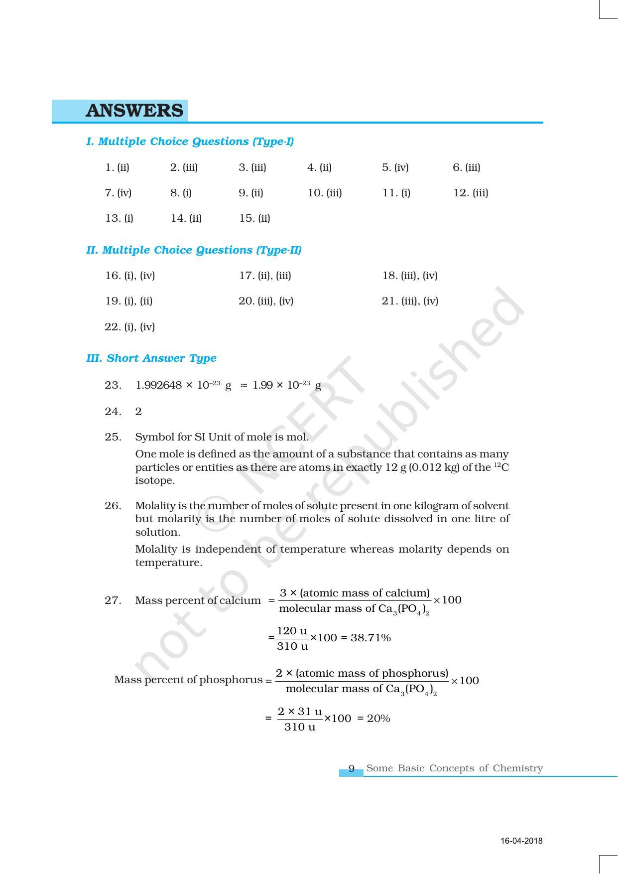 NCERT Exemplar Book for Class 11 Chemistry: Chapter 1 Some Basic Concepts of Chemistry - Page 9