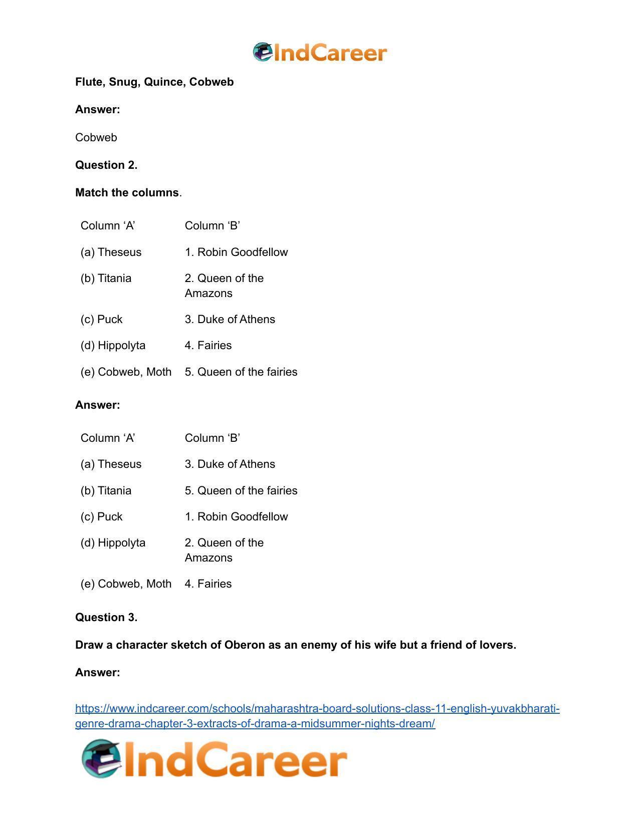 Maharashtra Board Solutions Class 11-English Yuvakbharati (Genre-Drama): Chapter 3- Extracts of Drama – A Midsummer – Night’s Dream - Page 3