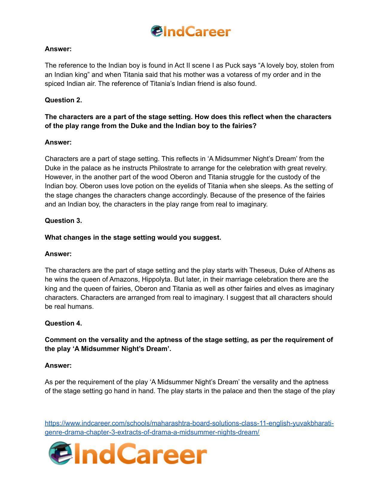 Maharashtra Board Solutions Class 11-English Yuvakbharati (Genre-Drama): Chapter 3- Extracts of Drama – A Midsummer – Night’s Dream - Page 5