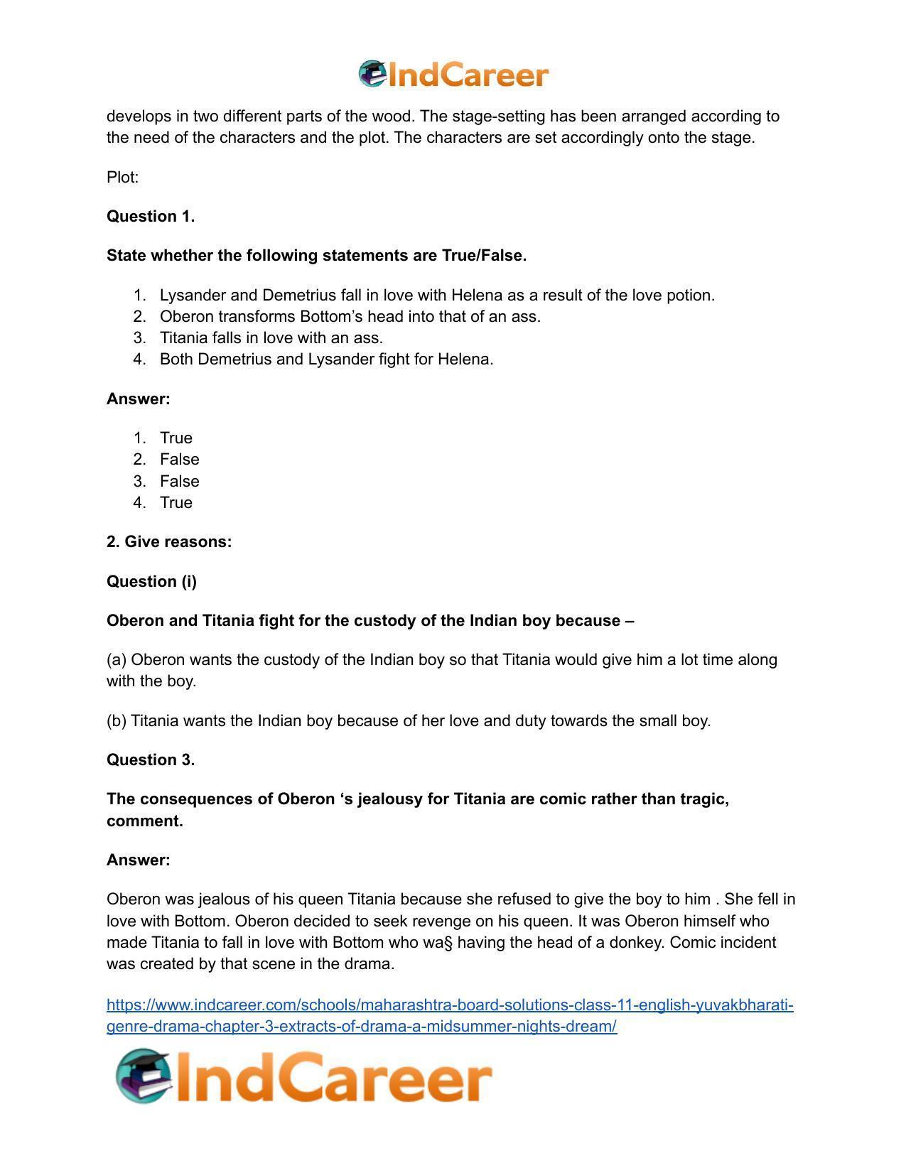 Maharashtra Board Solutions Class 11-English Yuvakbharati (Genre-Drama): Chapter 3- Extracts of Drama – A Midsummer – Night’s Dream - Page 6
