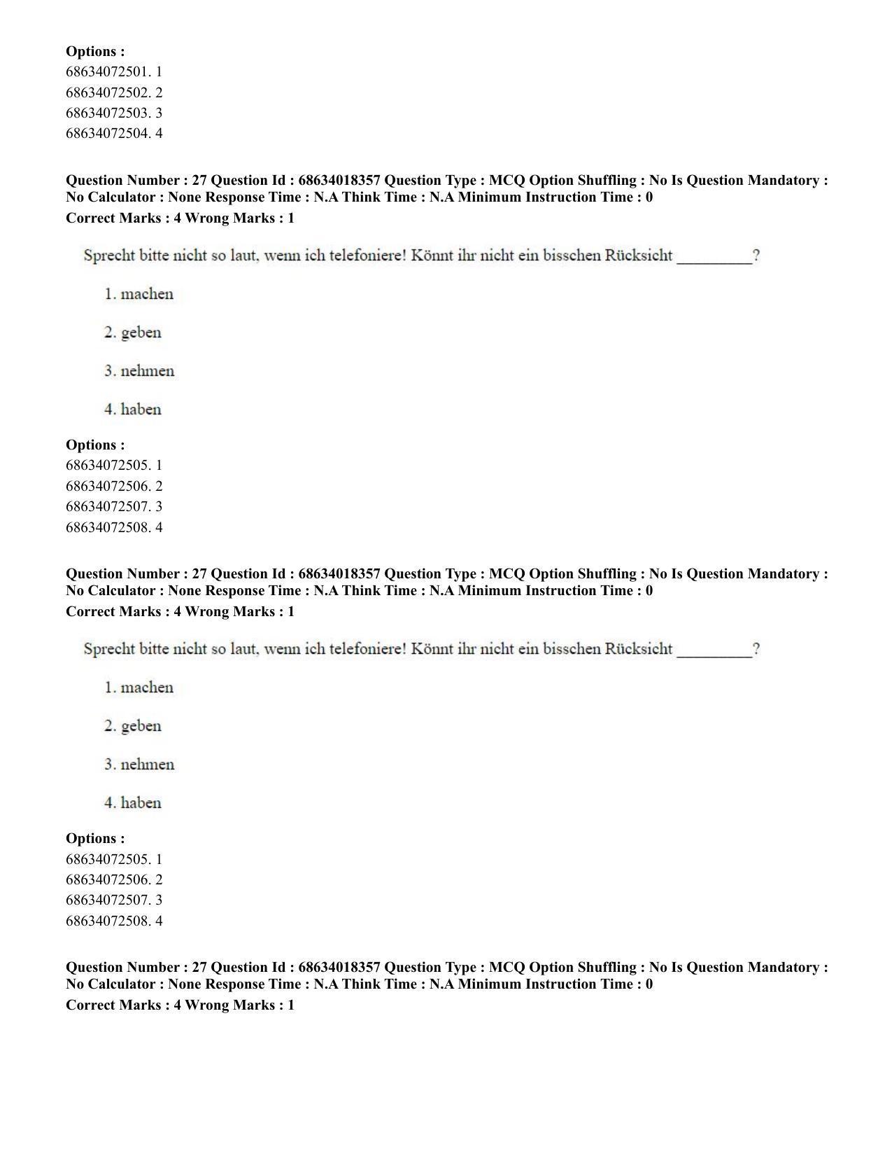 CUET PG 2023: LAQP12 – German(ENG) - Shift 3 (13-06-2023) Question Paper - Page 43