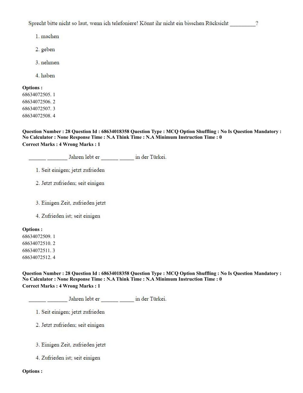 CUET PG 2023: LAQP12 – German(ENG) - Shift 3 (13-06-2023) Question Paper - Page 44