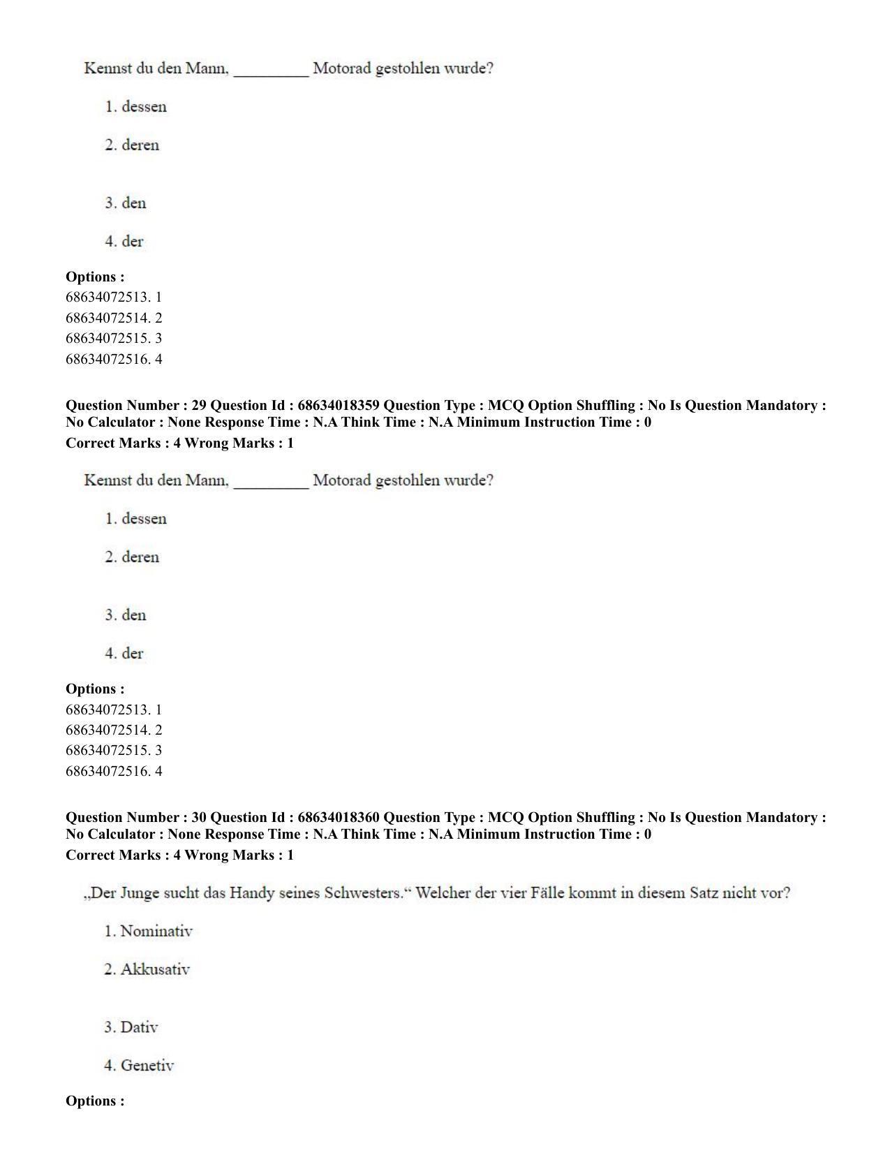 CUET PG 2023: LAQP12 – German(ENG) - Shift 3 (13-06-2023) Question Paper - Page 46