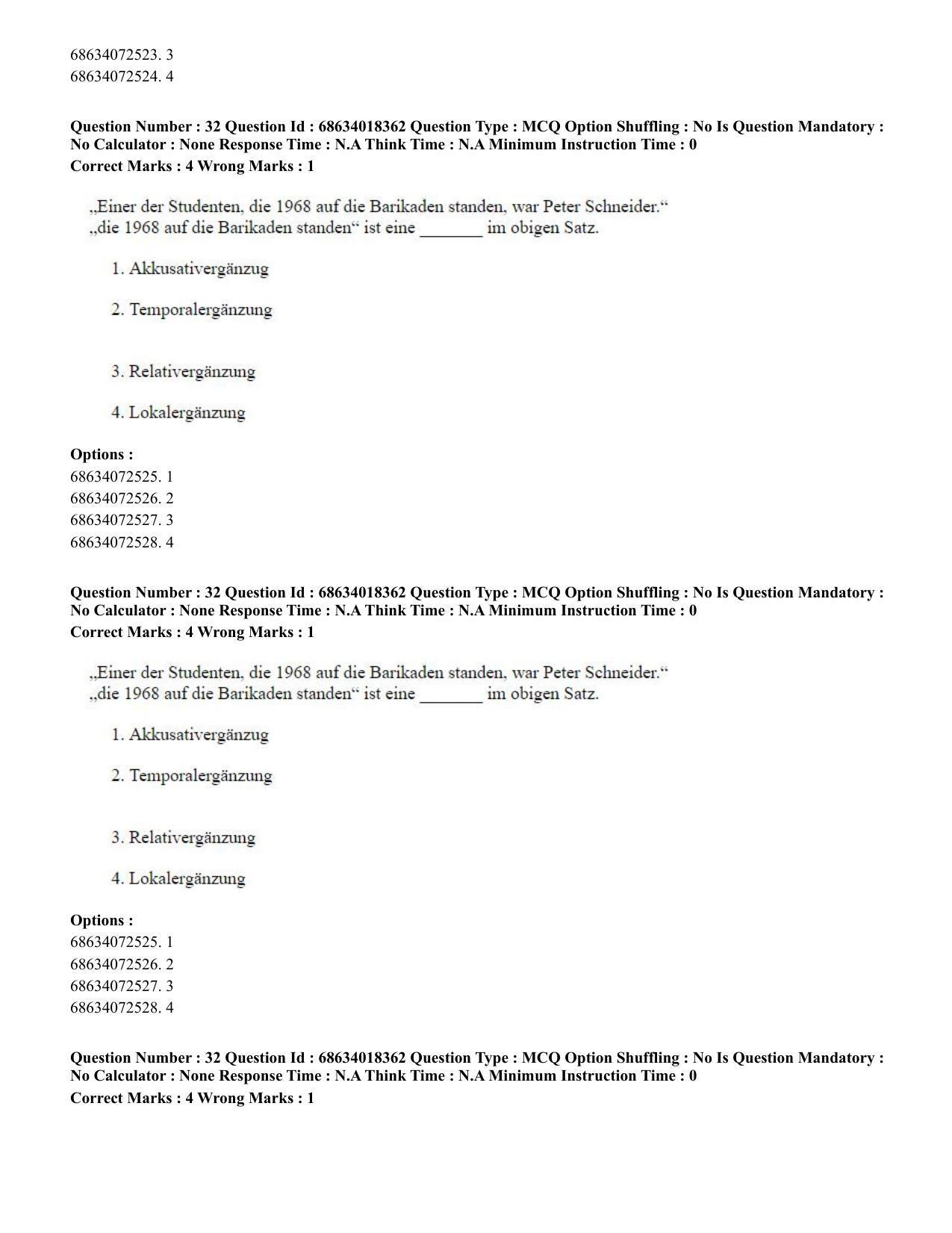 CUET PG 2023: LAQP12 – German(ENG) - Shift 3 (13-06-2023) Question Paper - Page 49