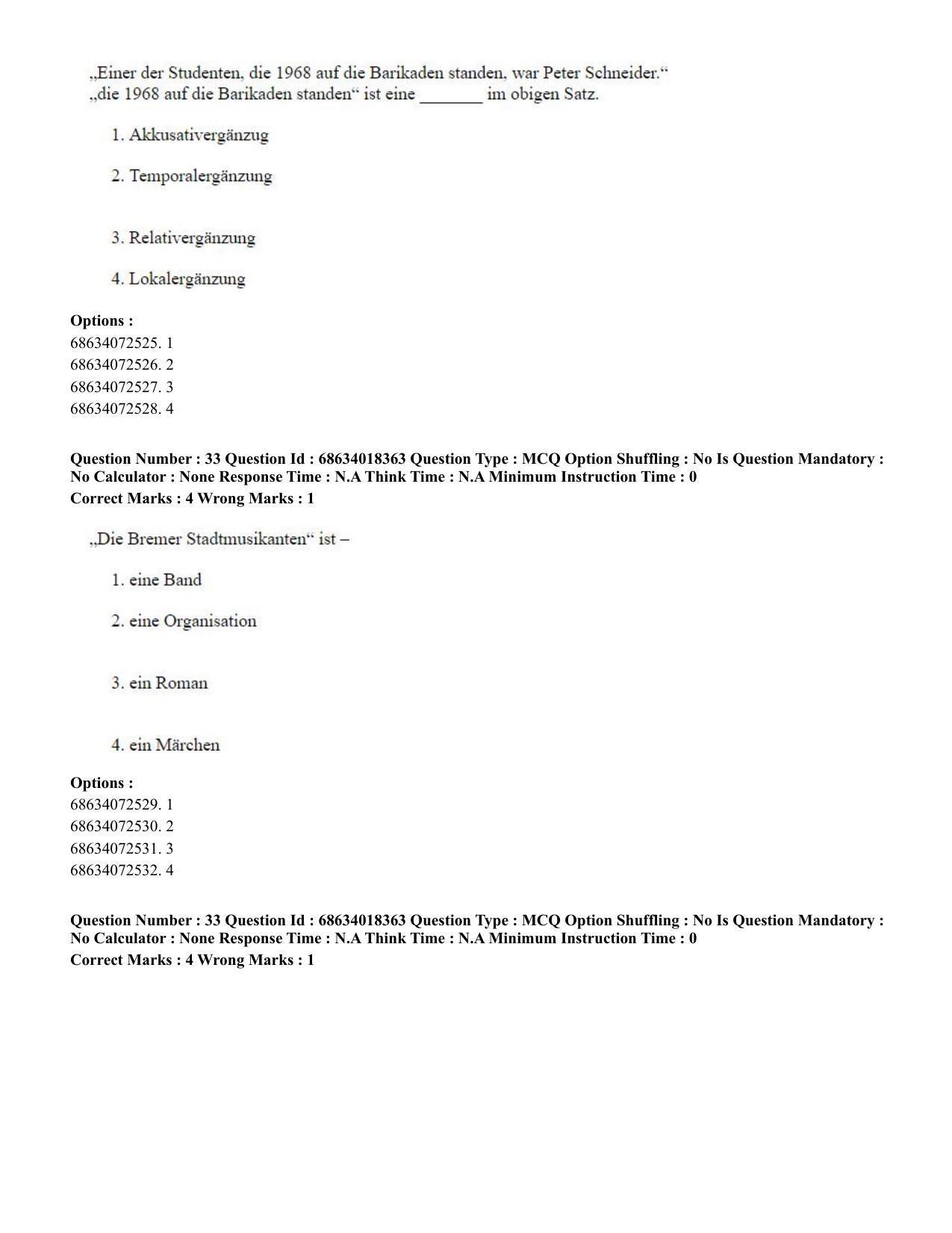 CUET PG 2023: LAQP12 – German(ENG) - Shift 3 (13-06-2023) Question Paper - Page 50