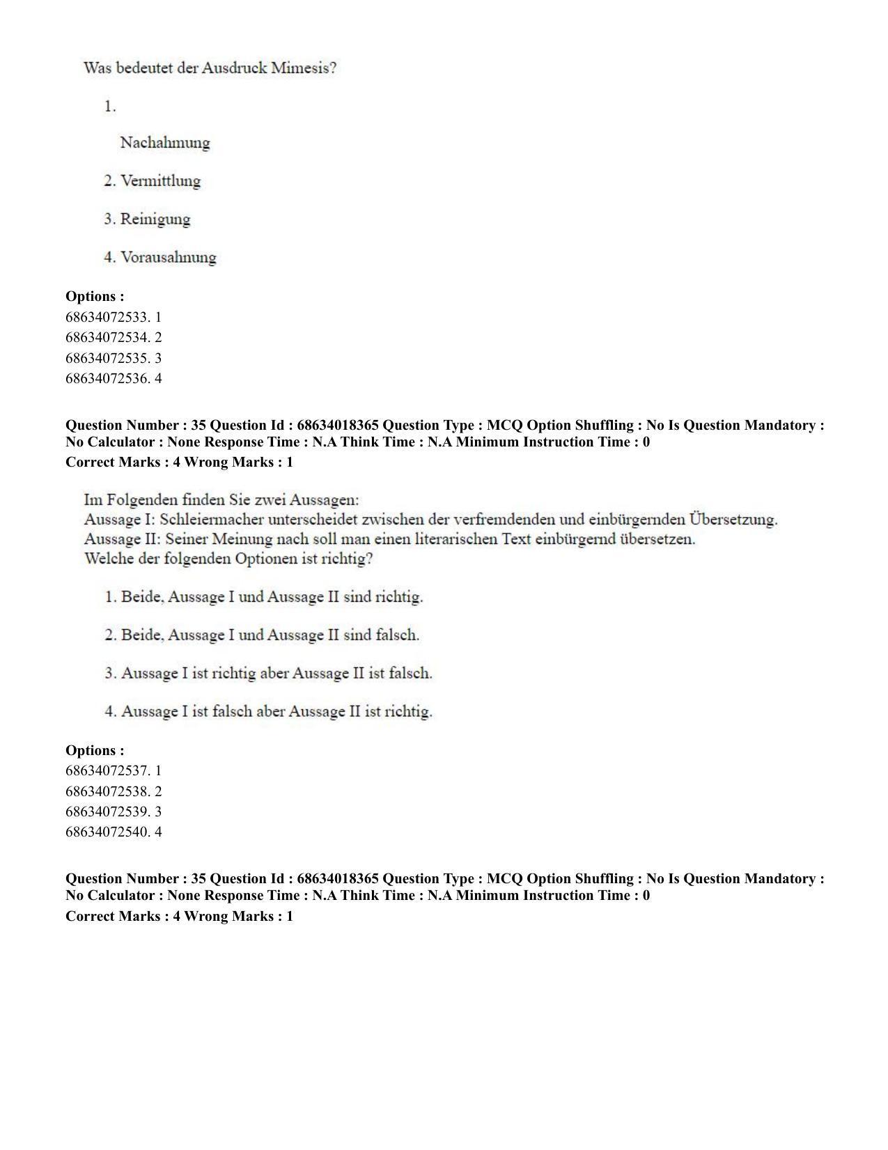 CUET PG 2023: LAQP12 – German(ENG) - Shift 3 (13-06-2023) Question Paper - Page 53