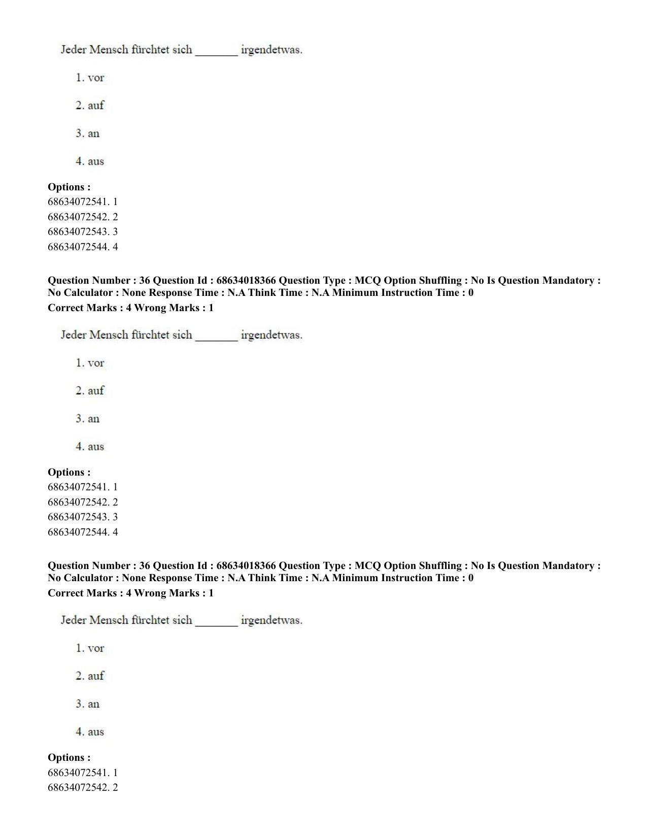 CUET PG 2023: LAQP12 – German(ENG) - Shift 3 (13-06-2023) Question Paper - Page 55