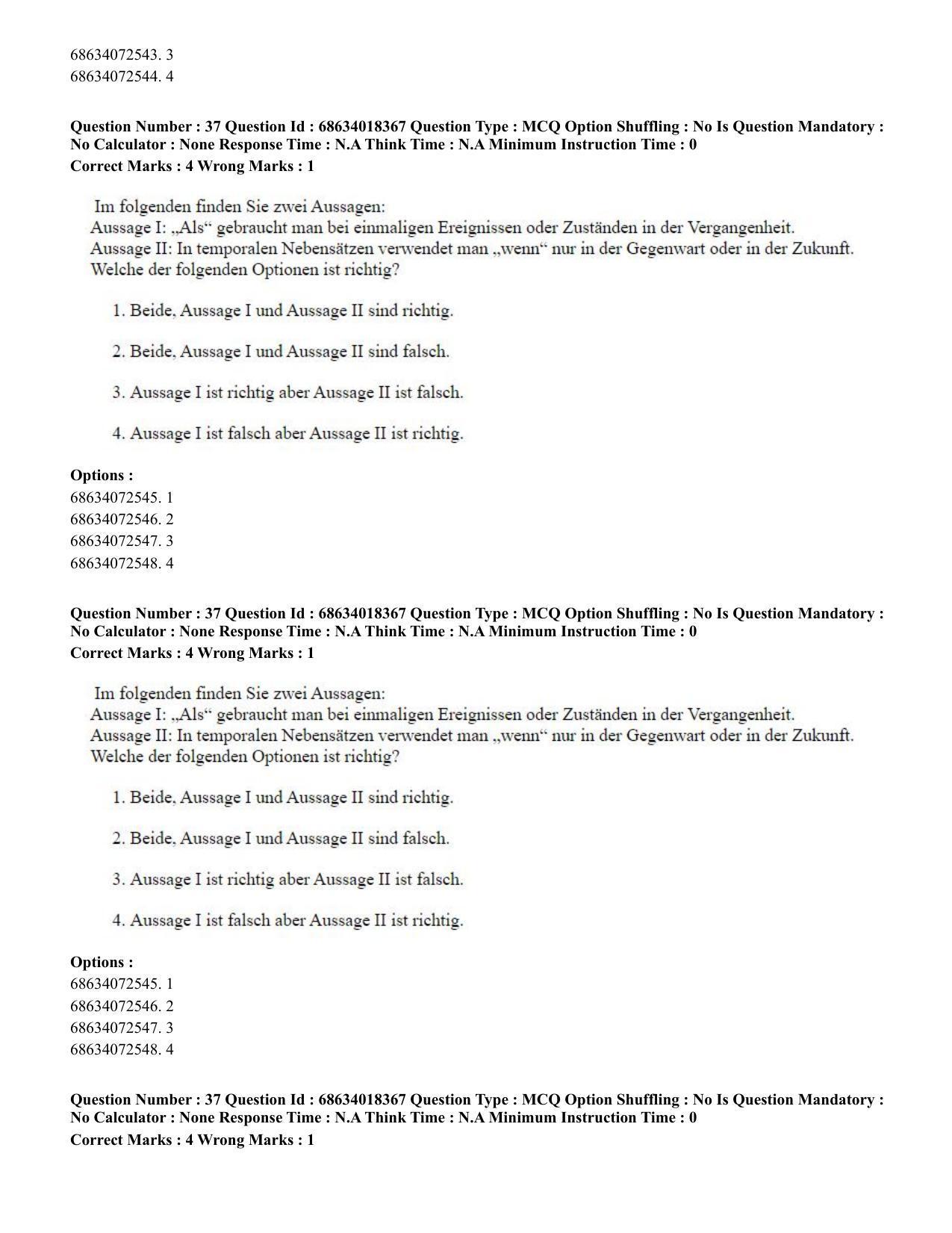 CUET PG 2023: LAQP12 – German(ENG) - Shift 3 (13-06-2023) Question Paper - Page 56