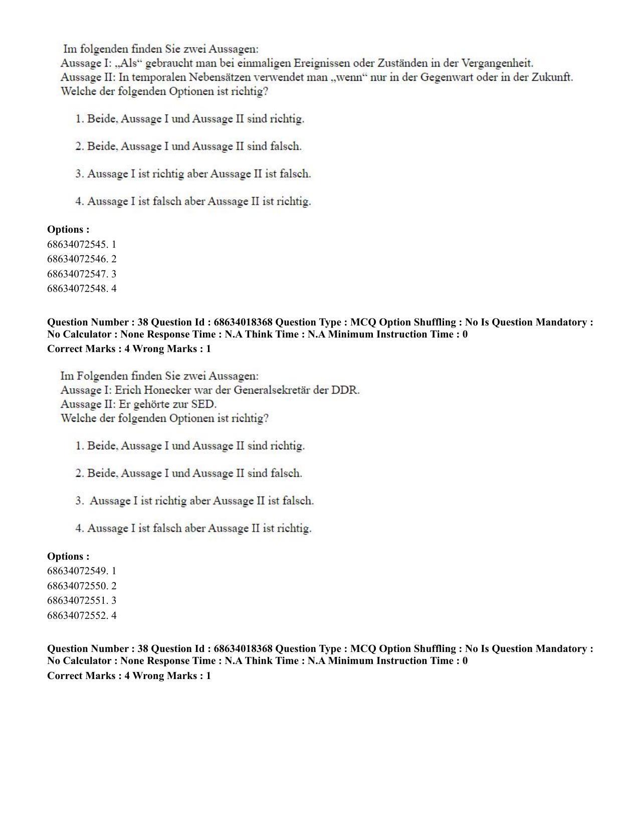 CUET PG 2023: LAQP12 – German(ENG) - Shift 3 (13-06-2023) Question Paper - Page 57