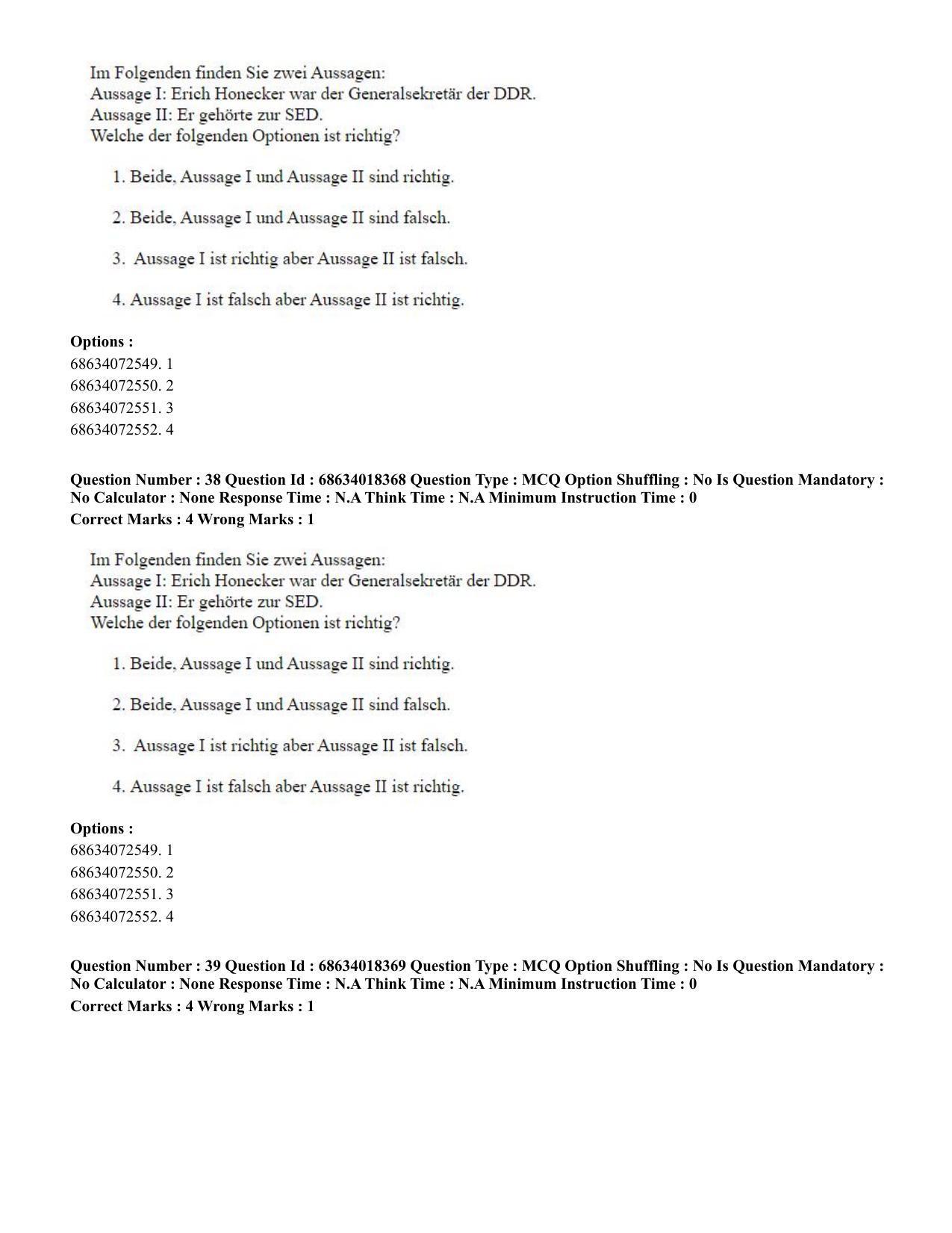 CUET PG 2023: LAQP12 – German(ENG) - Shift 3 (13-06-2023) Question Paper - Page 58