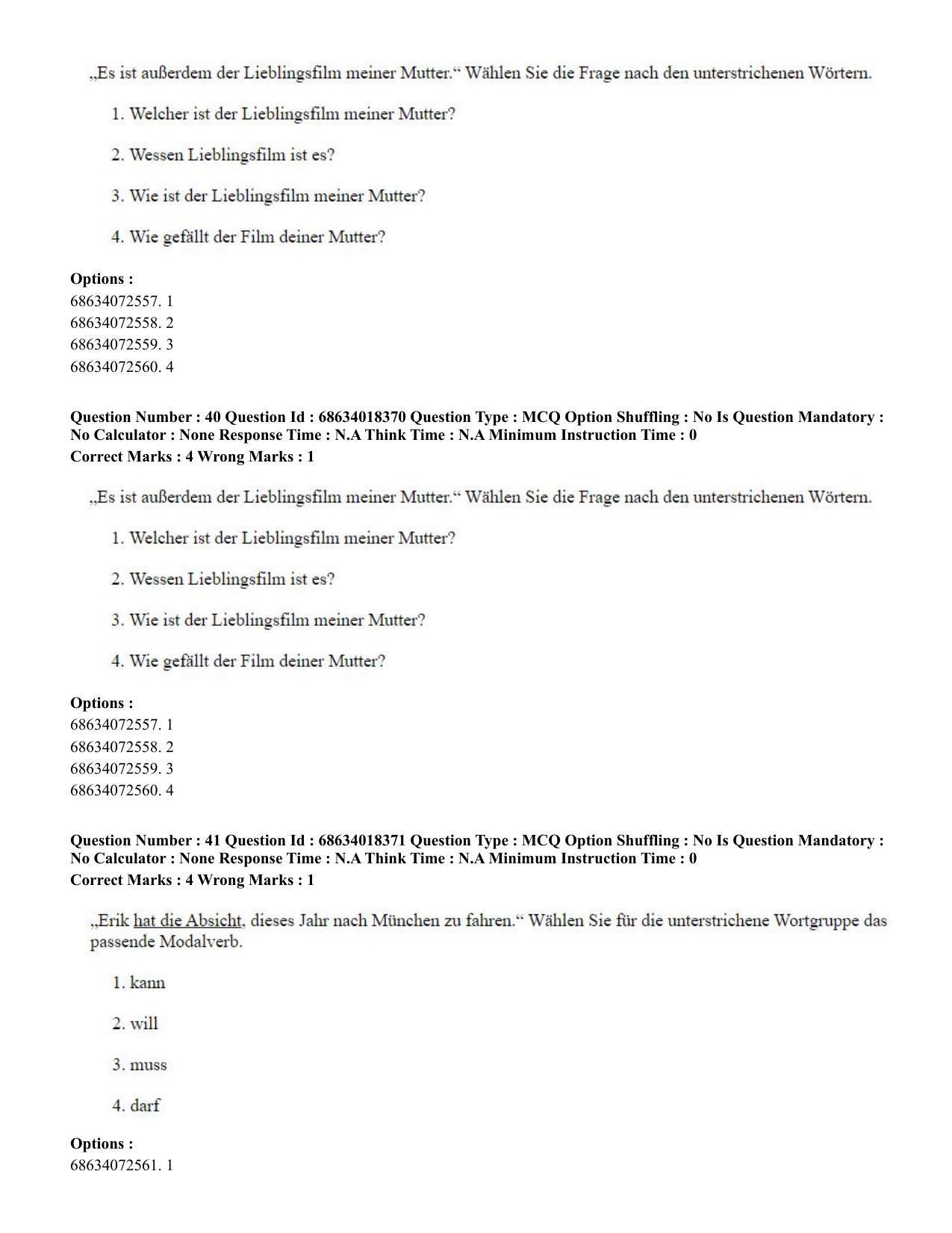 CUET PG 2023: LAQP12 – German(ENG) - Shift 3 (13-06-2023) Question Paper - Page 61